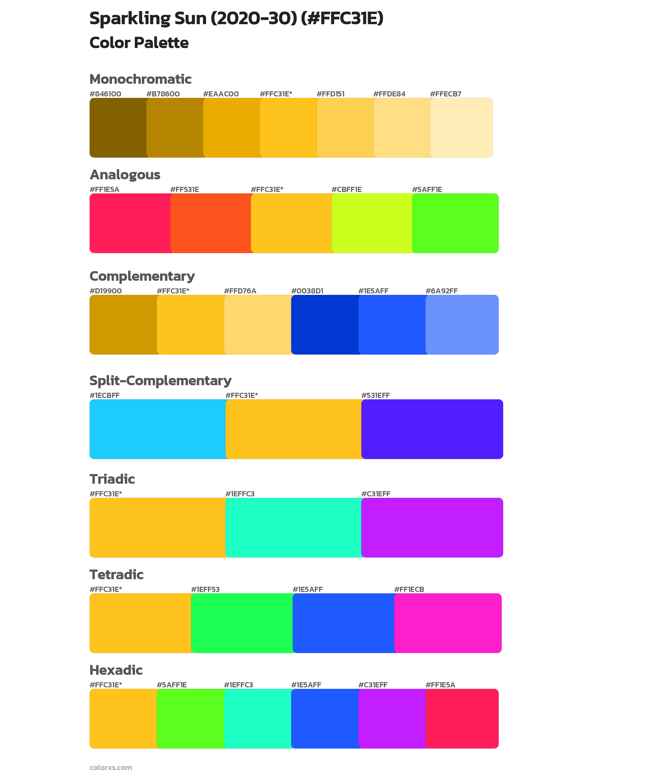 Sparkling Sun (2020-30) Color Scheme Palettes