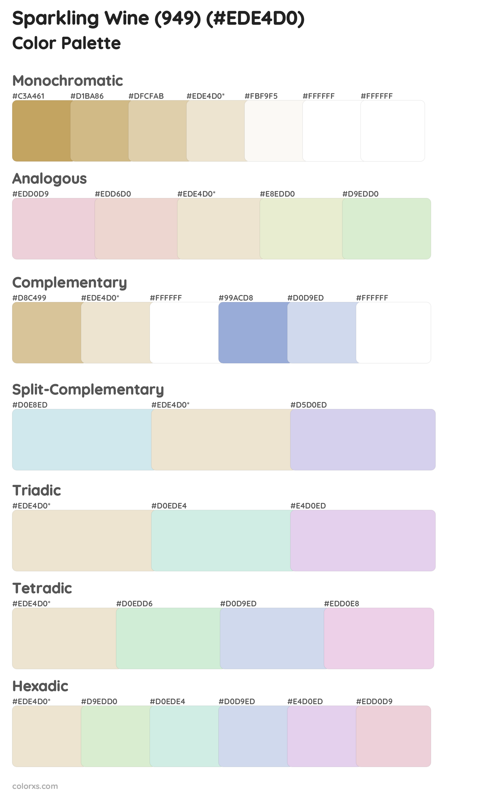 Sparkling Wine (949) Color Scheme Palettes