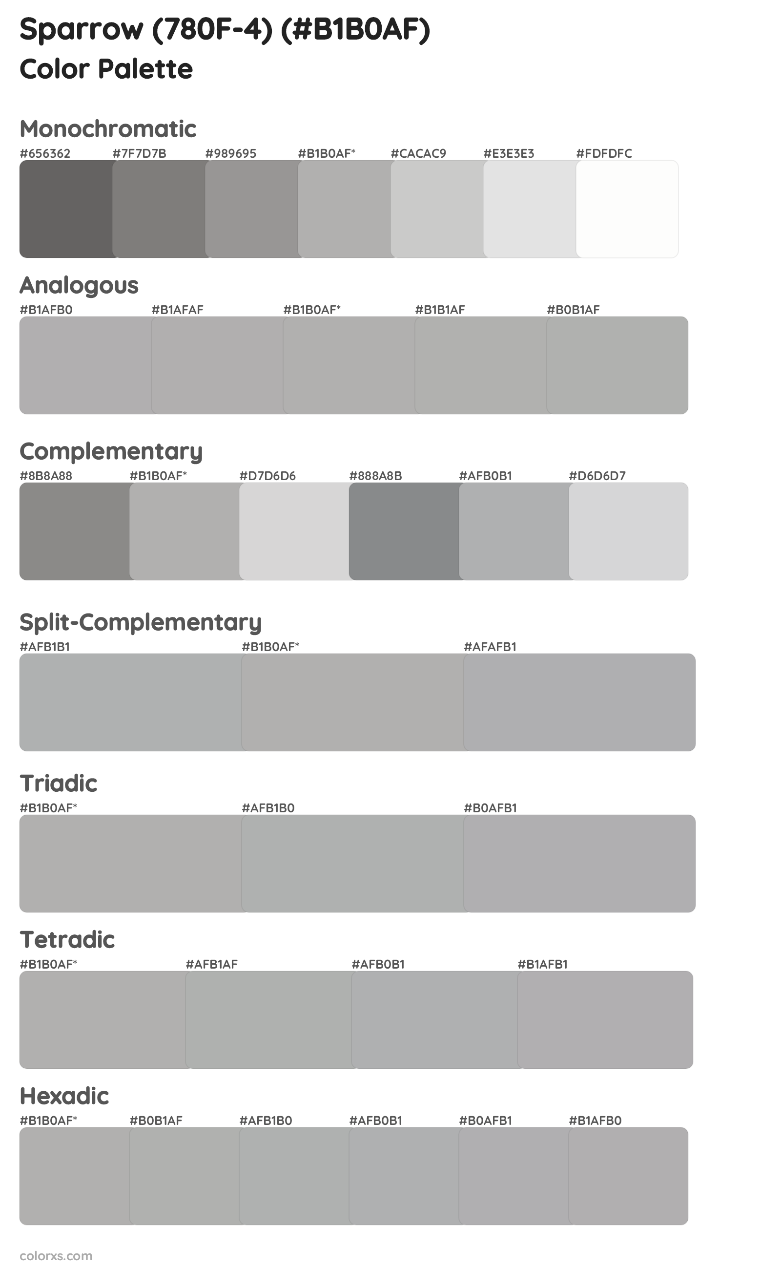 Sparrow (780F-4) Color Scheme Palettes