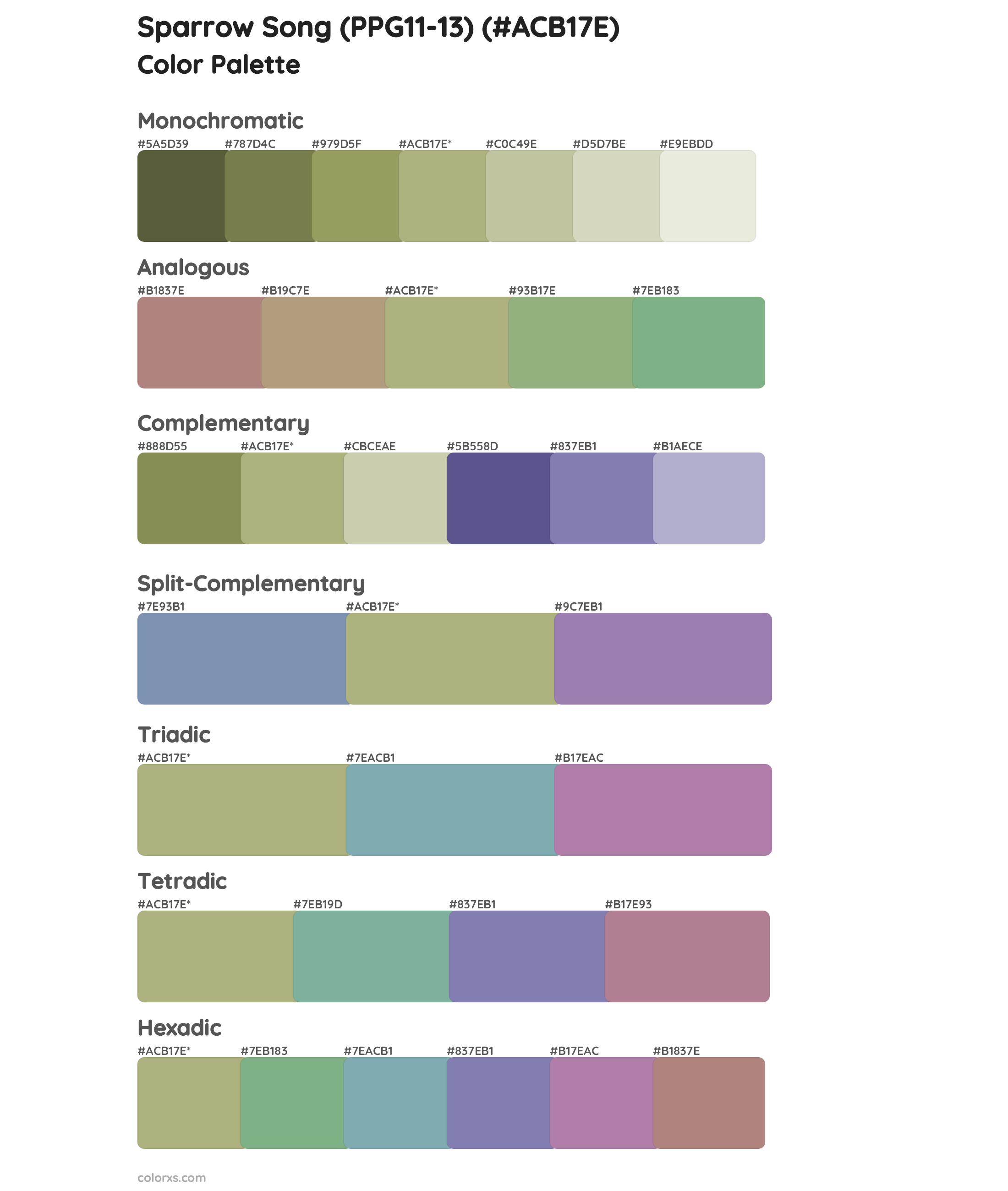 Sparrow Song (PPG11-13) Color Scheme Palettes