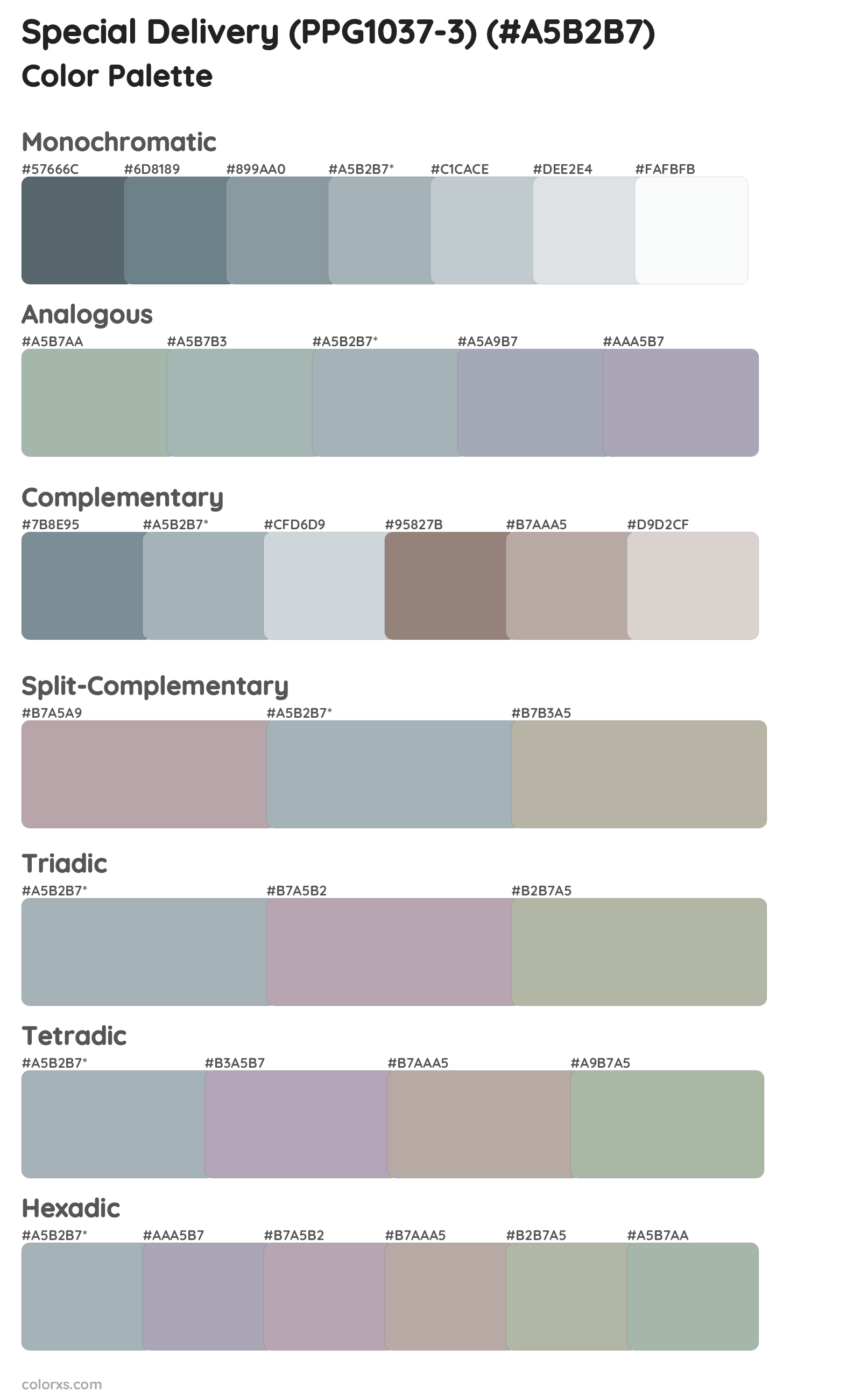 Special Delivery (PPG1037-3) Color Scheme Palettes