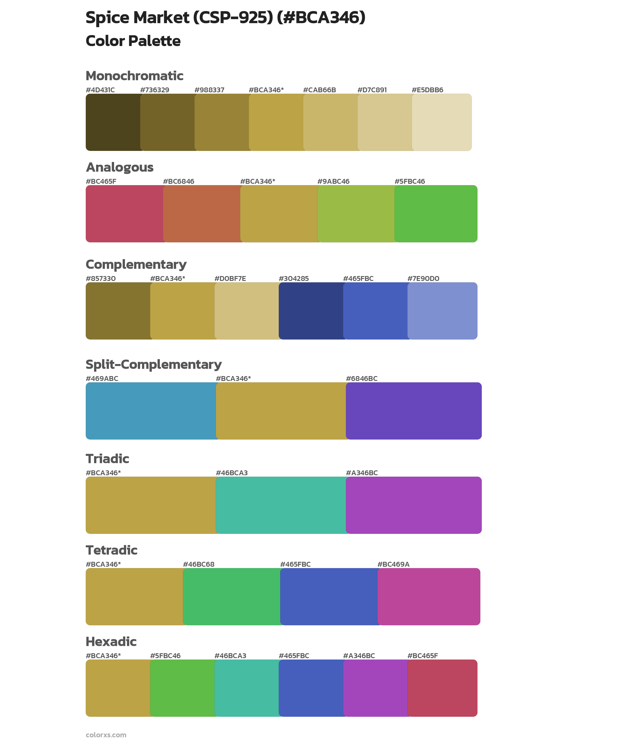 Spice Market (CSP-925) Color Scheme Palettes