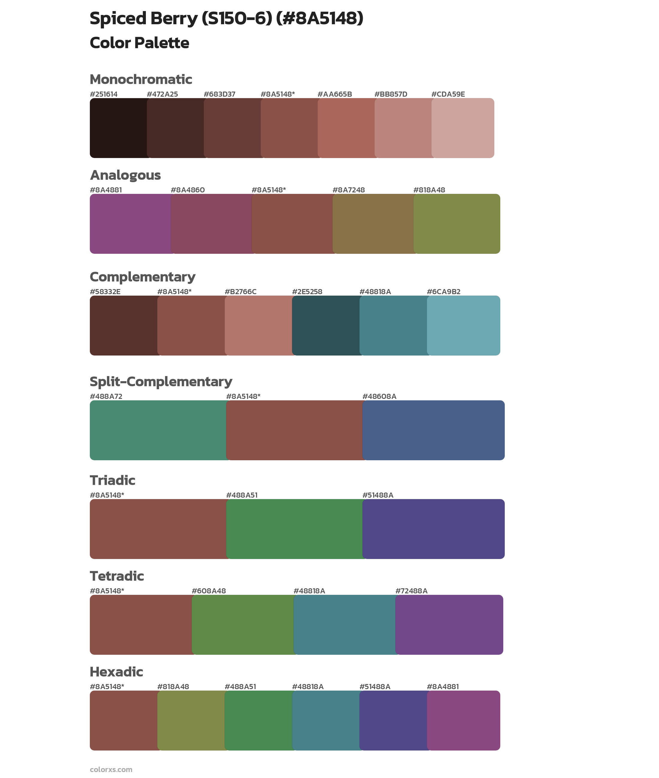 Spiced Berry (S150-6) Color Scheme Palettes
