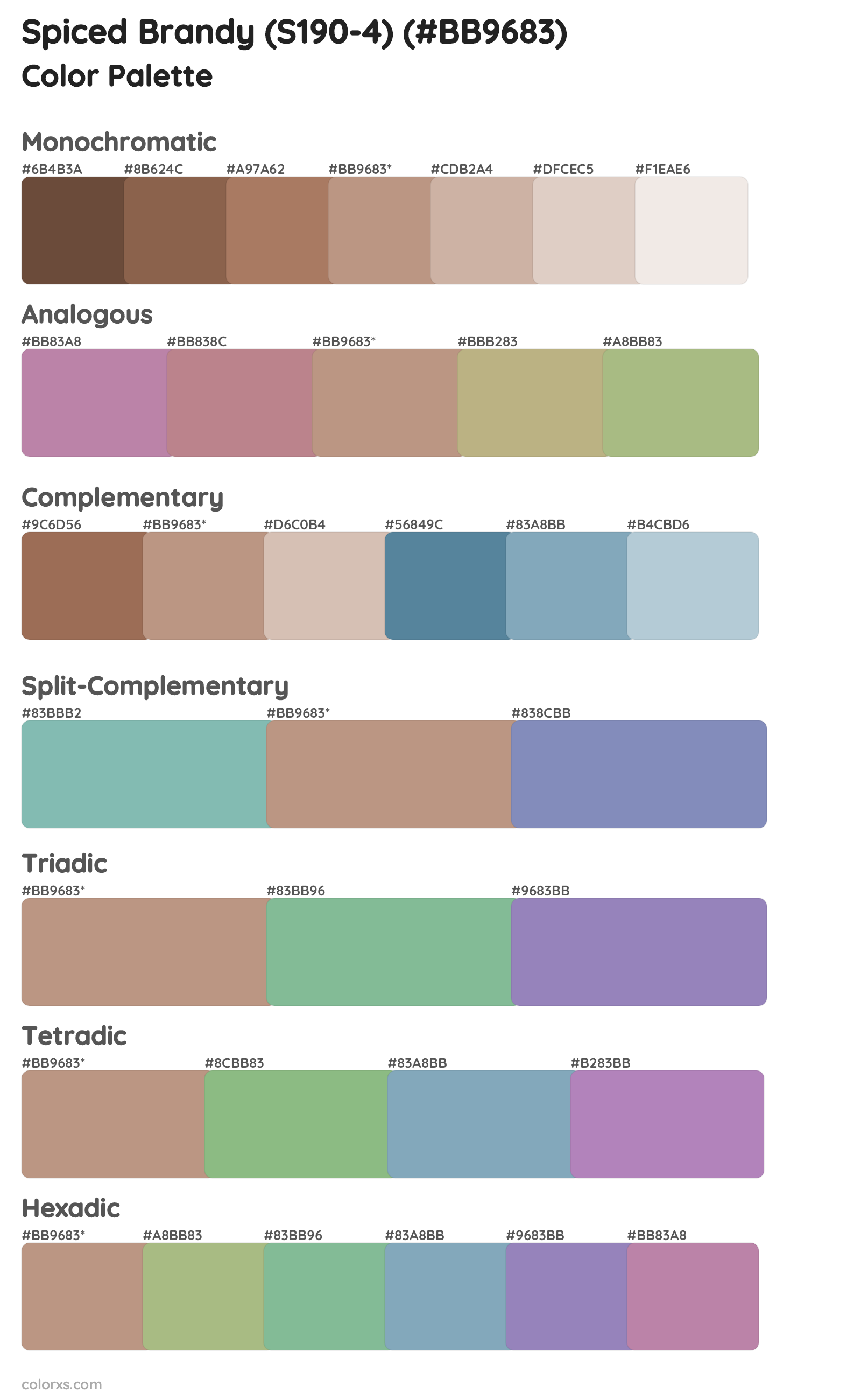 Spiced Brandy (S190-4) Color Scheme Palettes