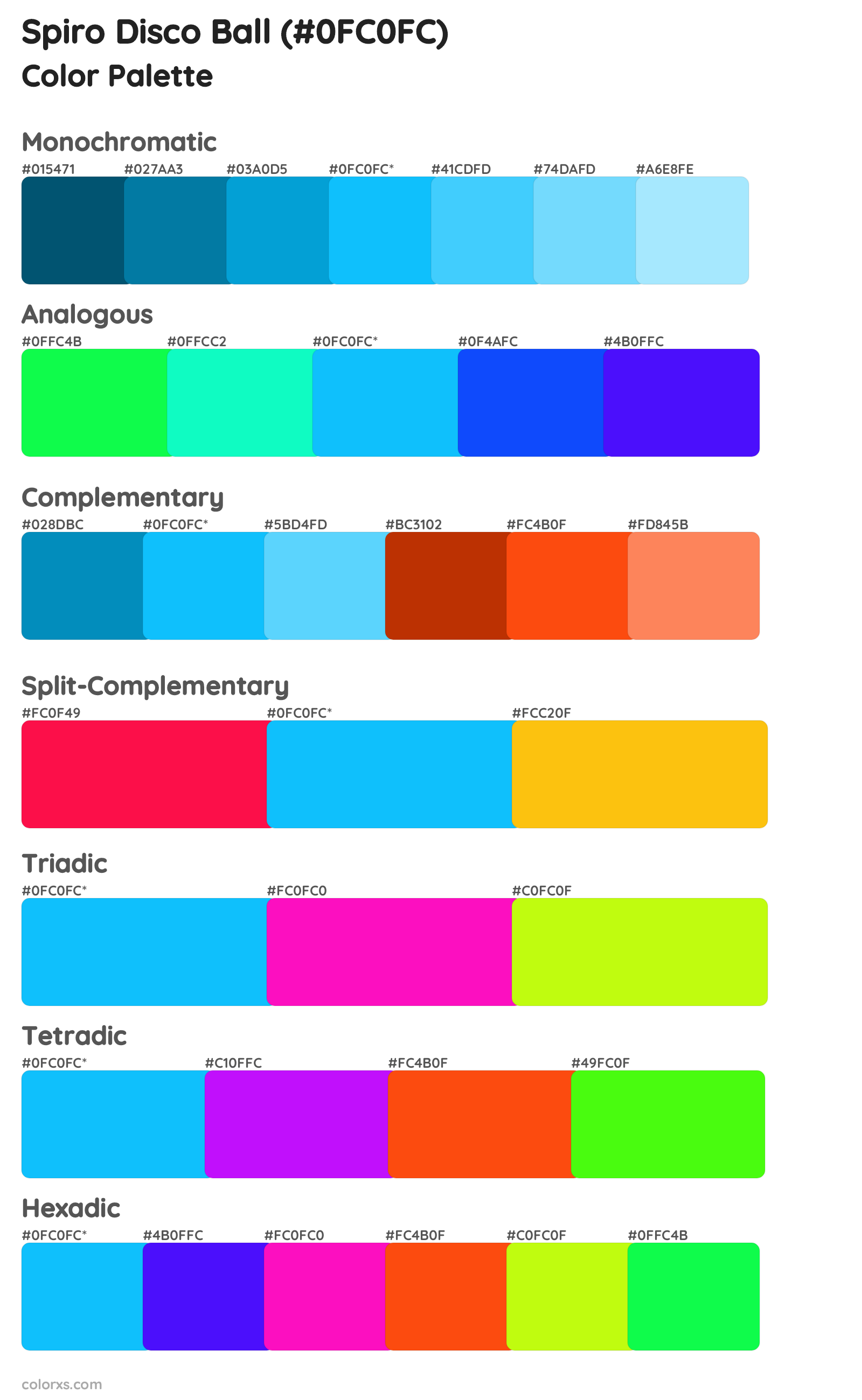 Spiro Disco Ball Color Scheme Palettes