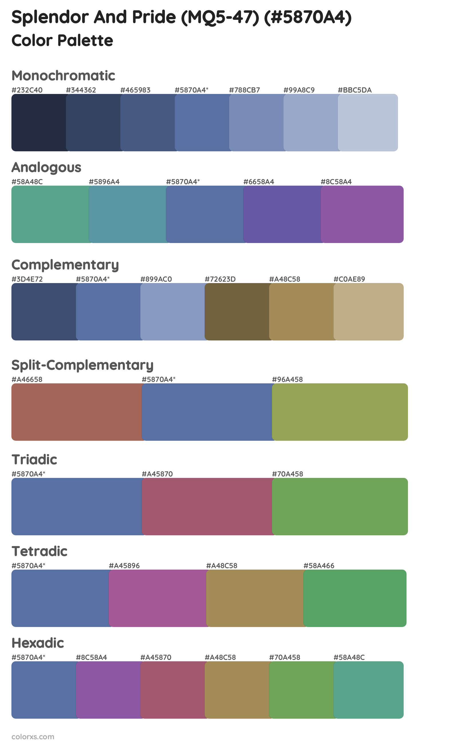 Splendor And Pride (MQ5-47) Color Scheme Palettes