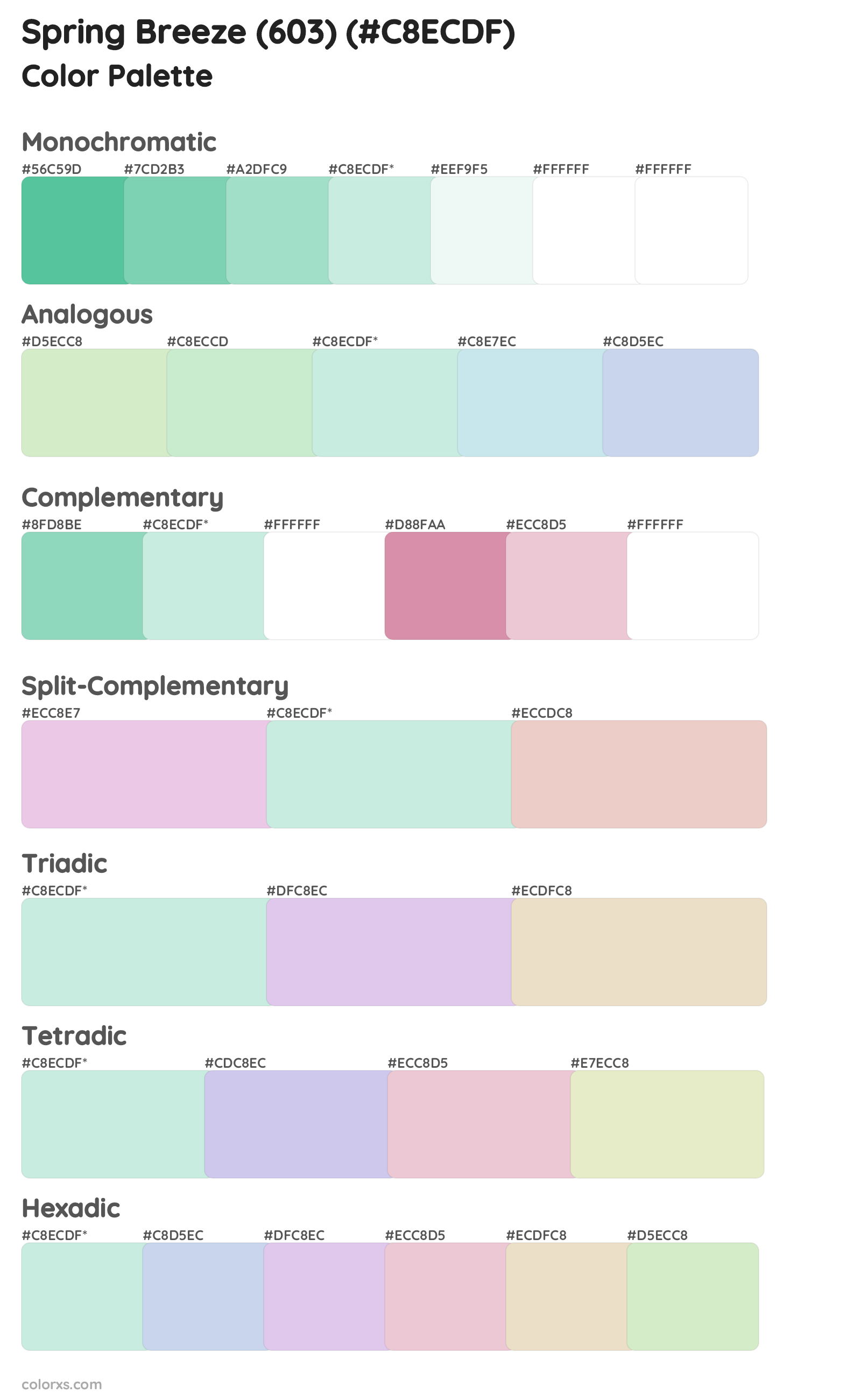 Spring Breeze (603) Color Scheme Palettes