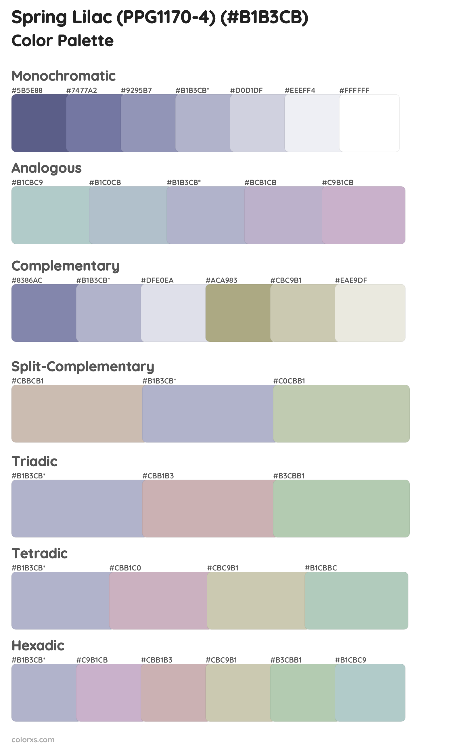 Spring Lilac (PPG1170-4) Color Scheme Palettes