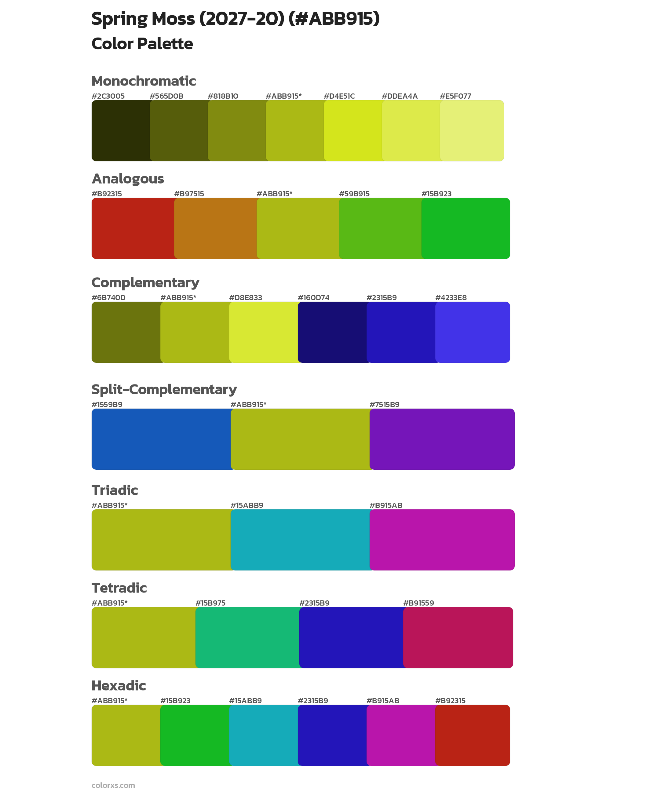 Spring Moss (2027-20) Color Scheme Palettes