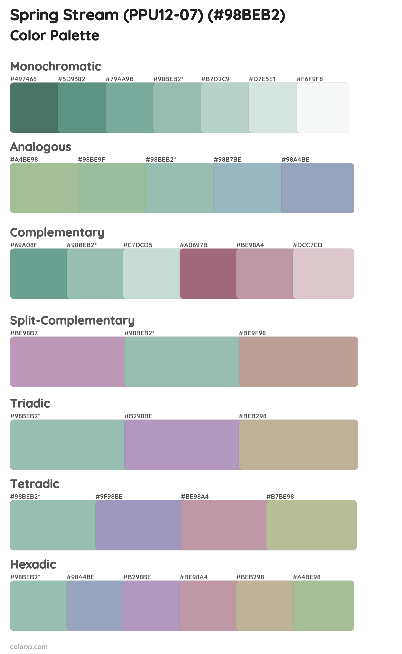Spring Stream (PPU12-07) Color Scheme Palettes