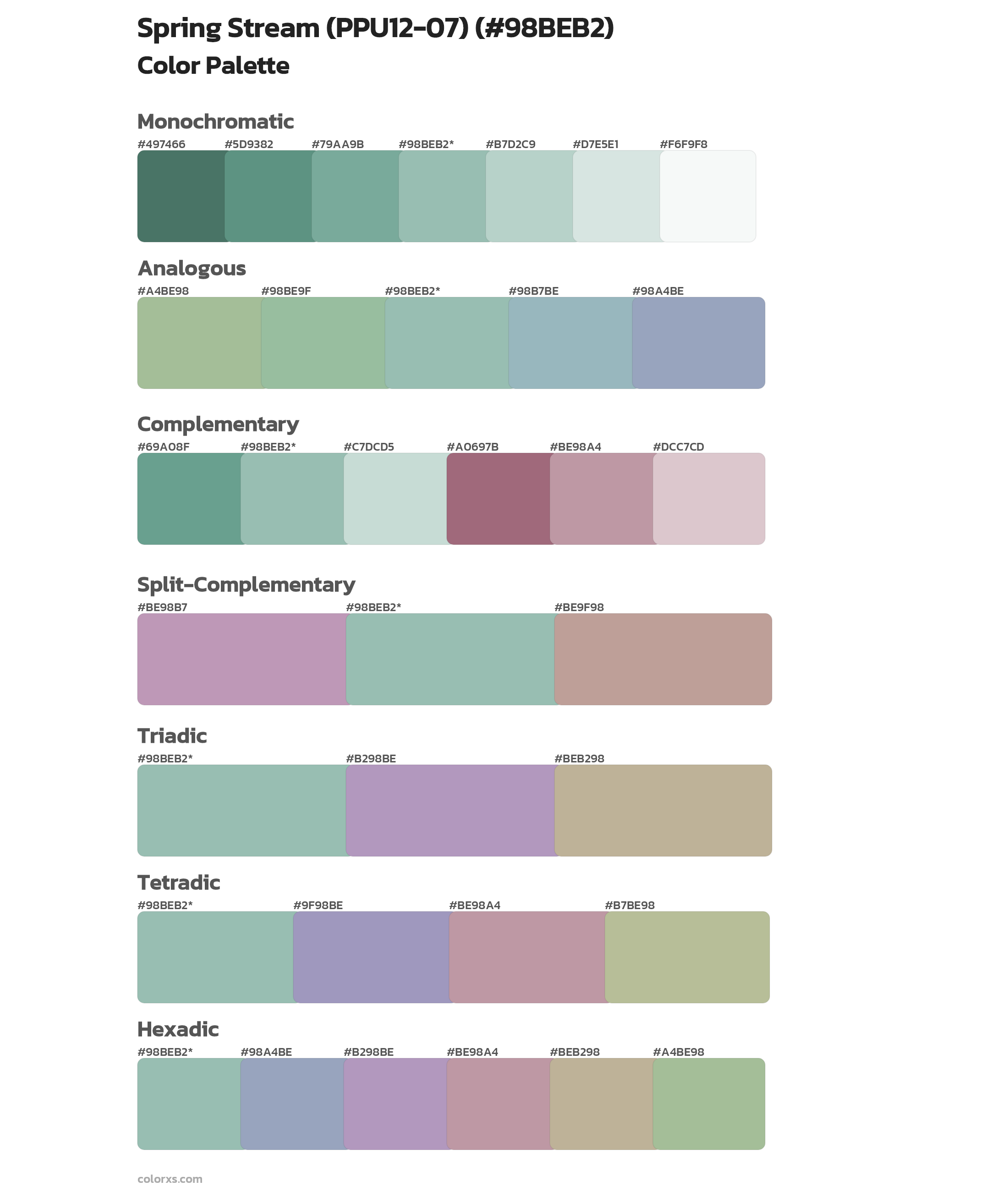 Spring Stream (PPU12-07) Color Scheme Palettes