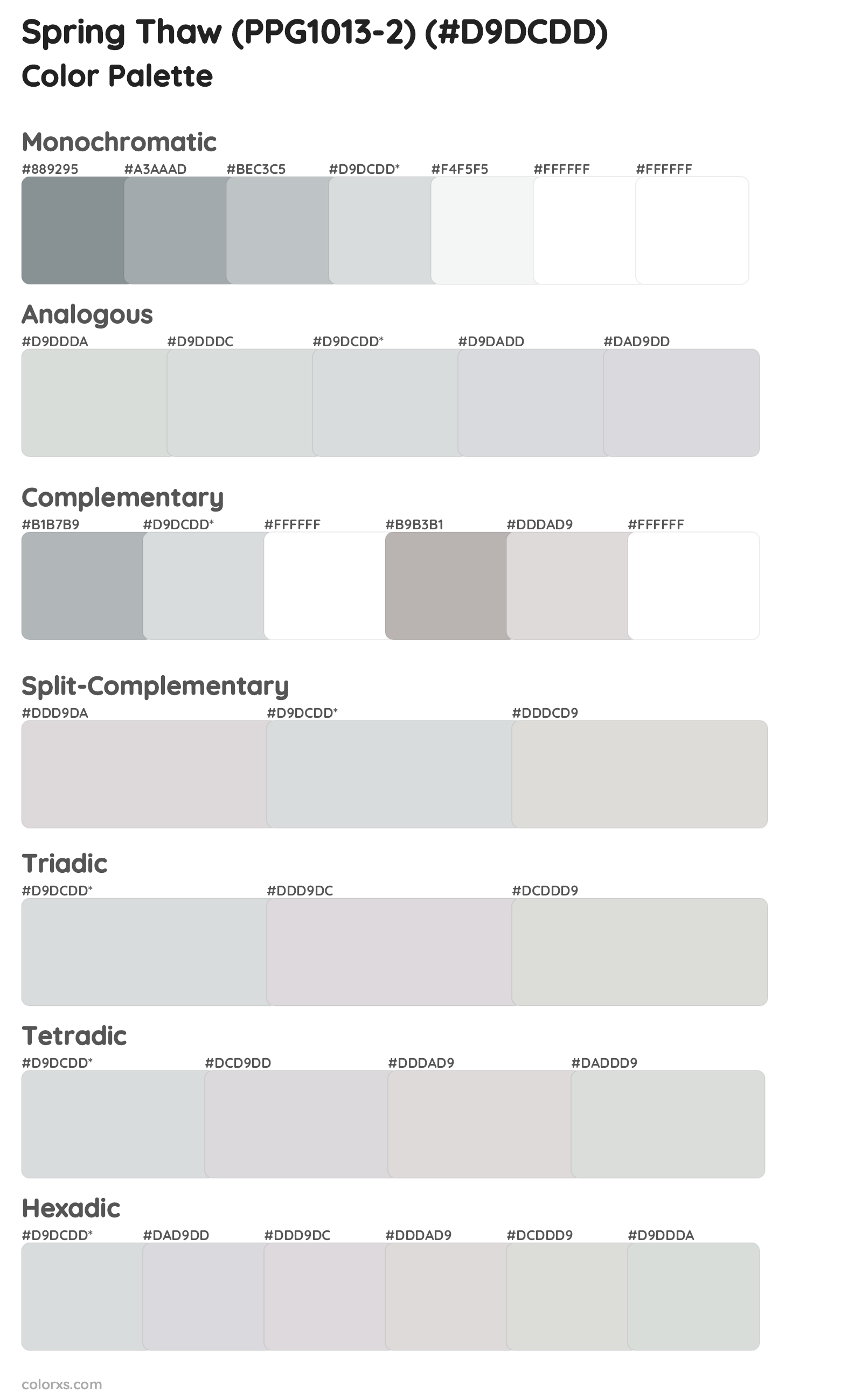 Spring Thaw (PPG1013-2) Color Scheme Palettes