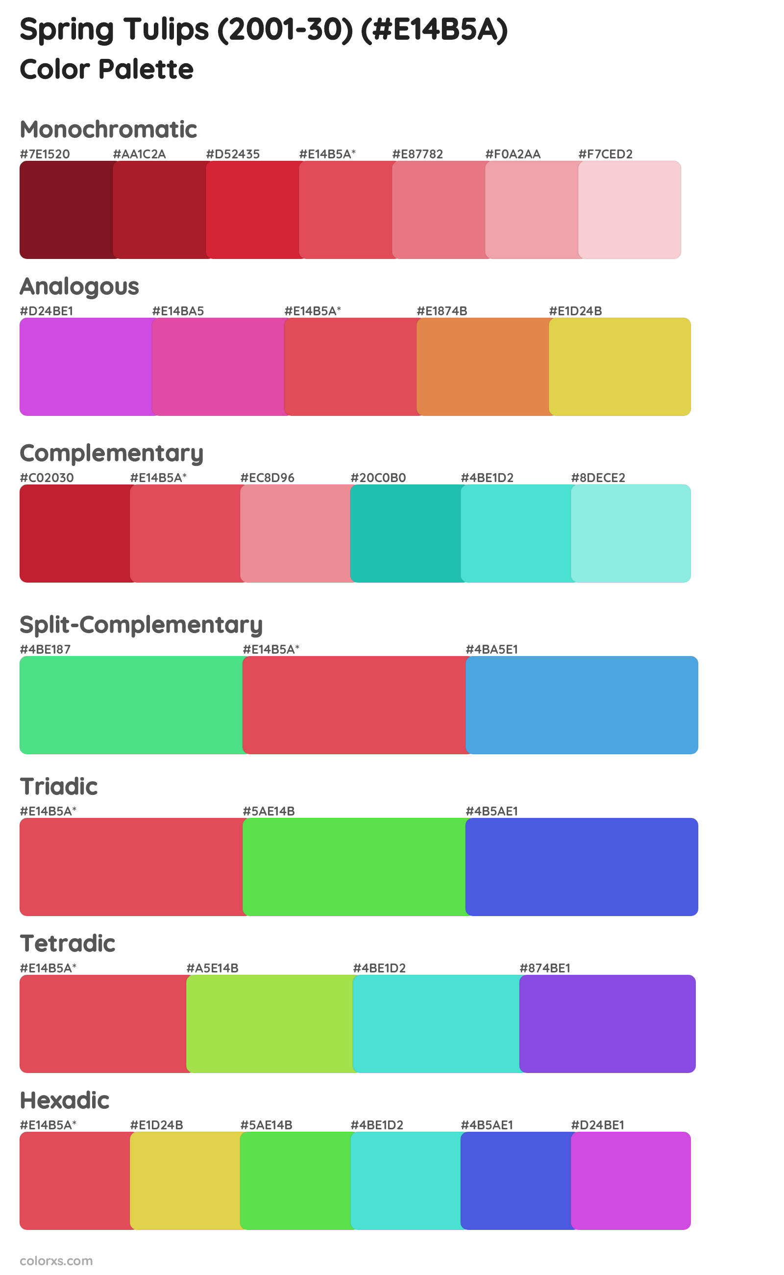 Spring Tulips (2001-30) Color Scheme Palettes