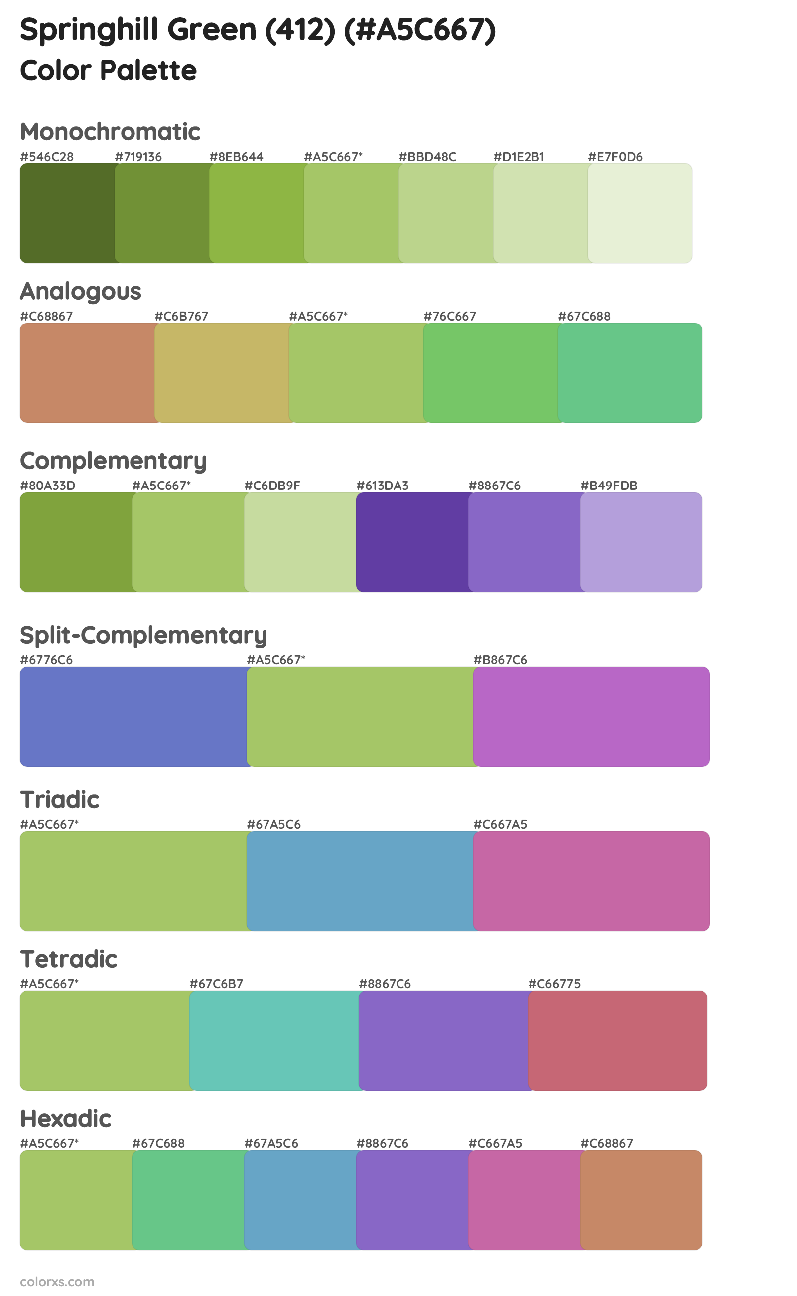 Springhill Green (412) Color Scheme Palettes