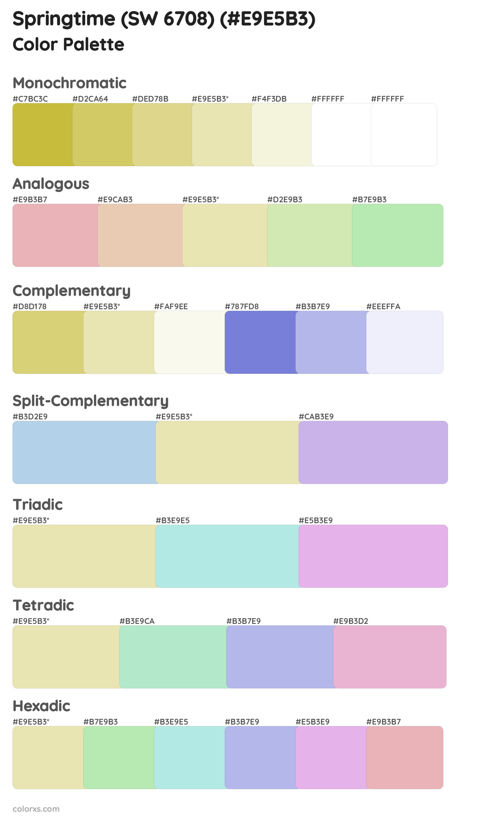 Springtime (SW 6708) Color Scheme Palettes