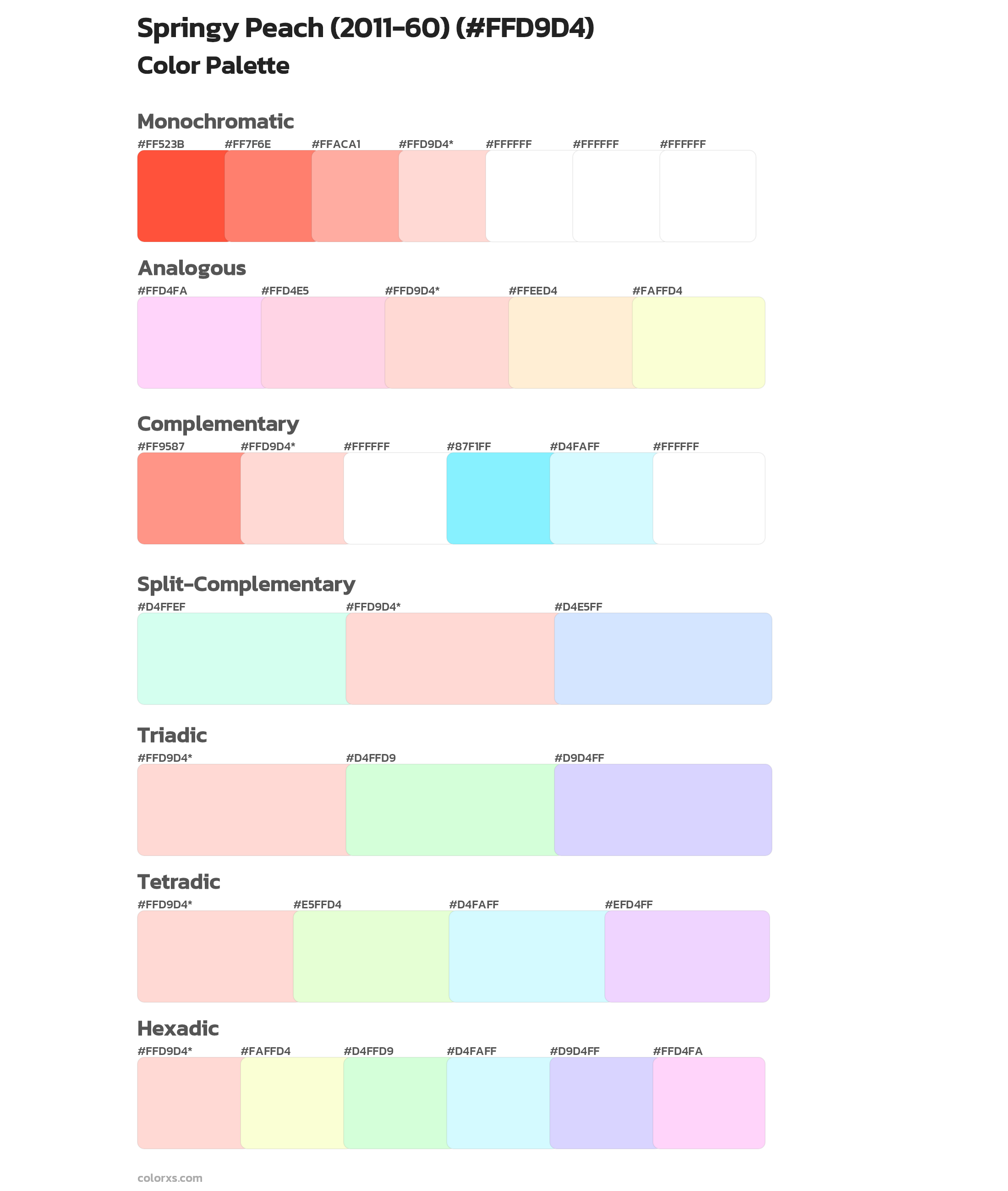 Springy Peach (2011-60) Color Scheme Palettes