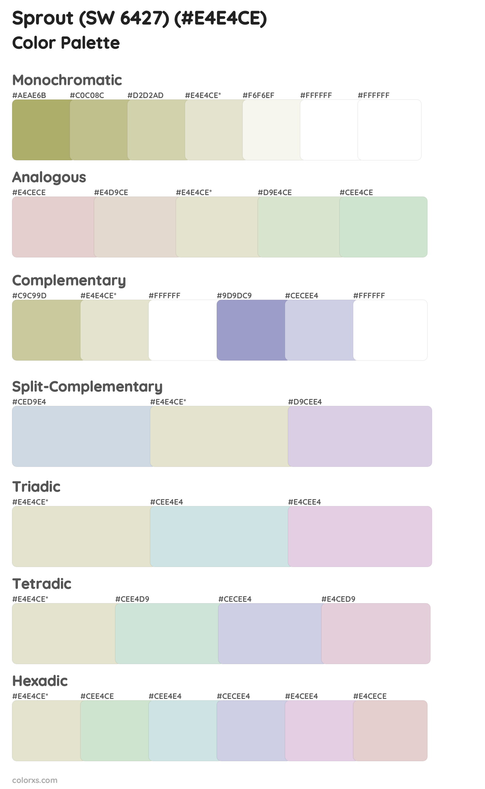 Sprout (SW 6427) Color Scheme Palettes