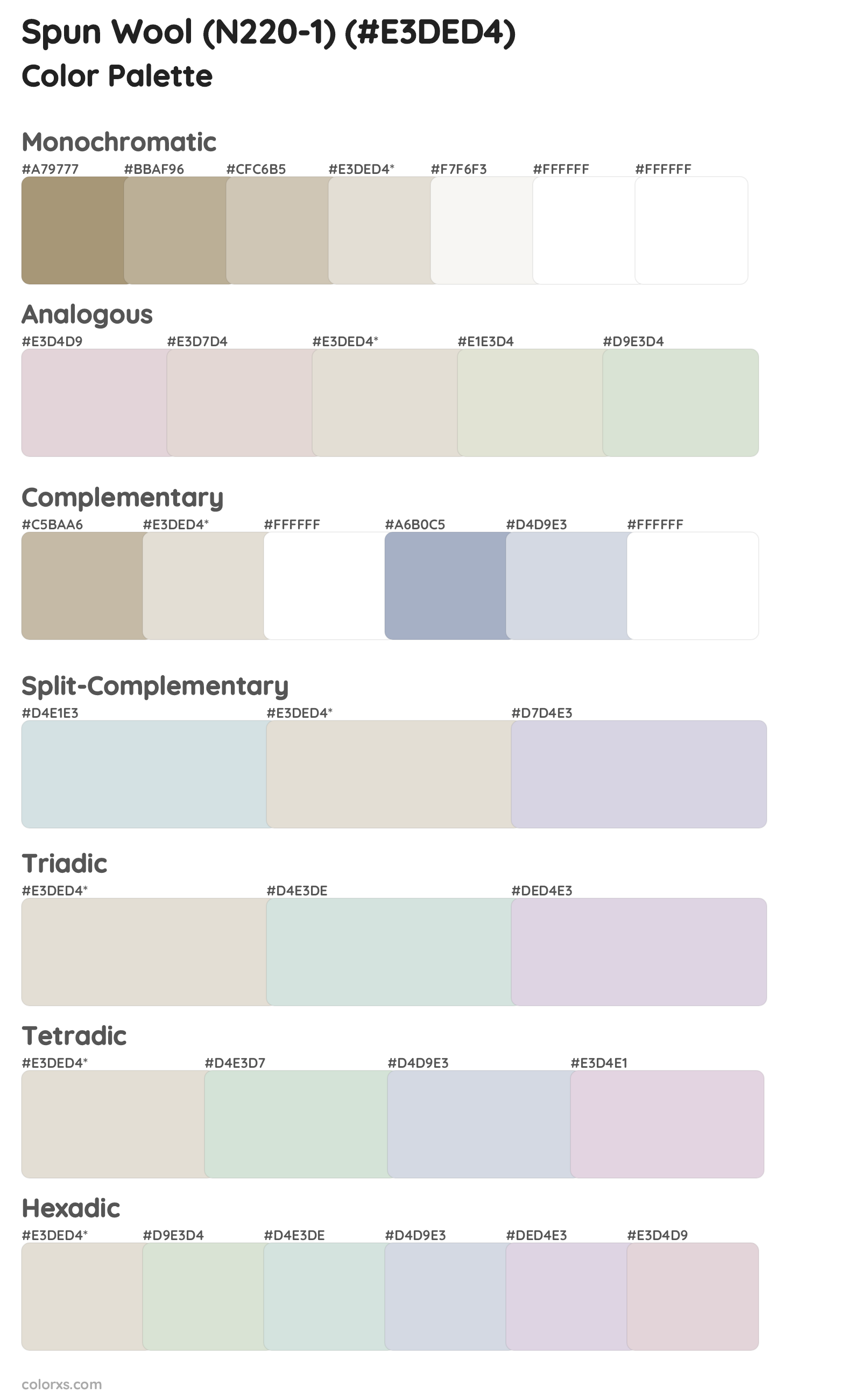 Spun Wool (N220-1) Color Scheme Palettes
