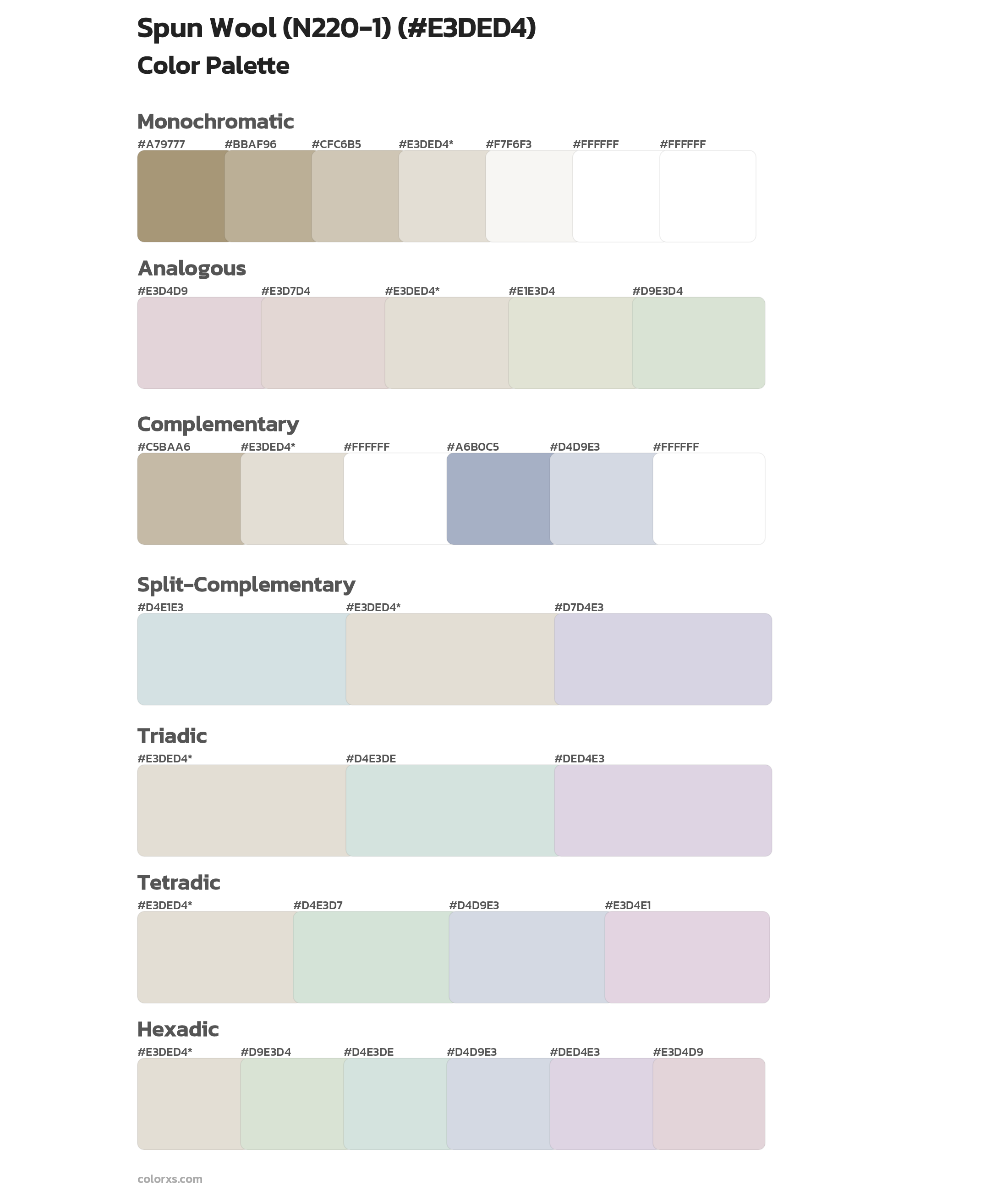 Spun Wool (N220-1) Color Scheme Palettes