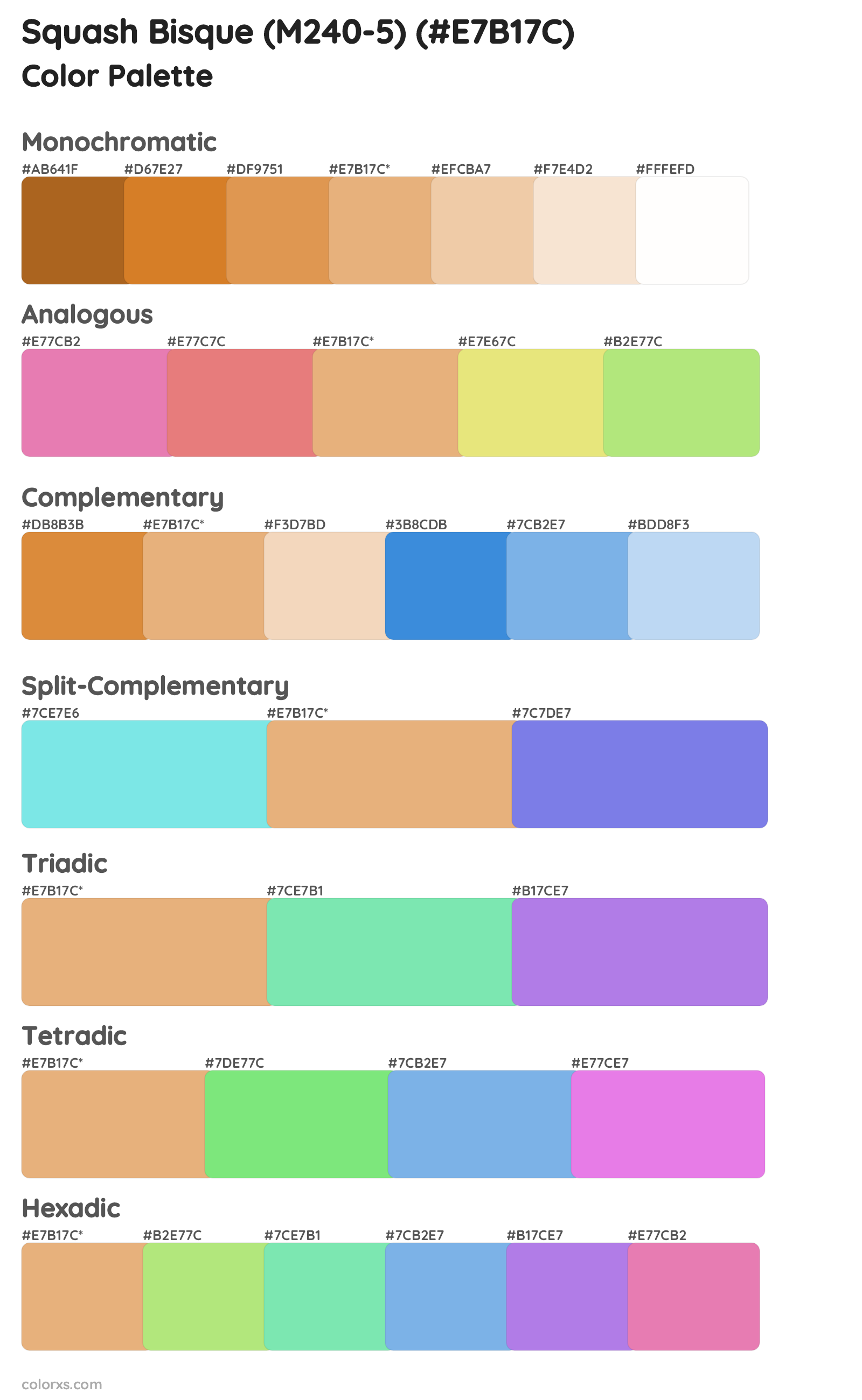 Squash Bisque (M240-5) Color Scheme Palettes