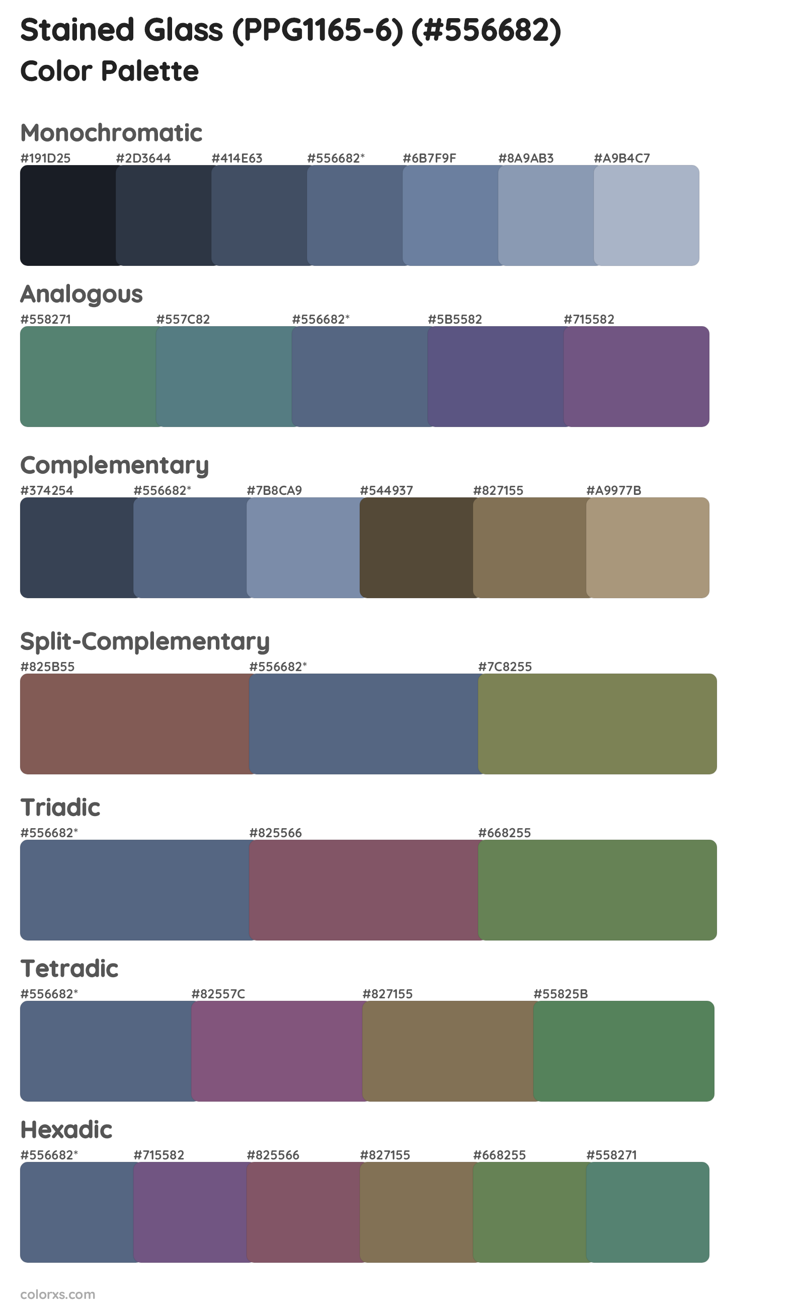Stained Glass (PPG1165-6) Color Scheme Palettes