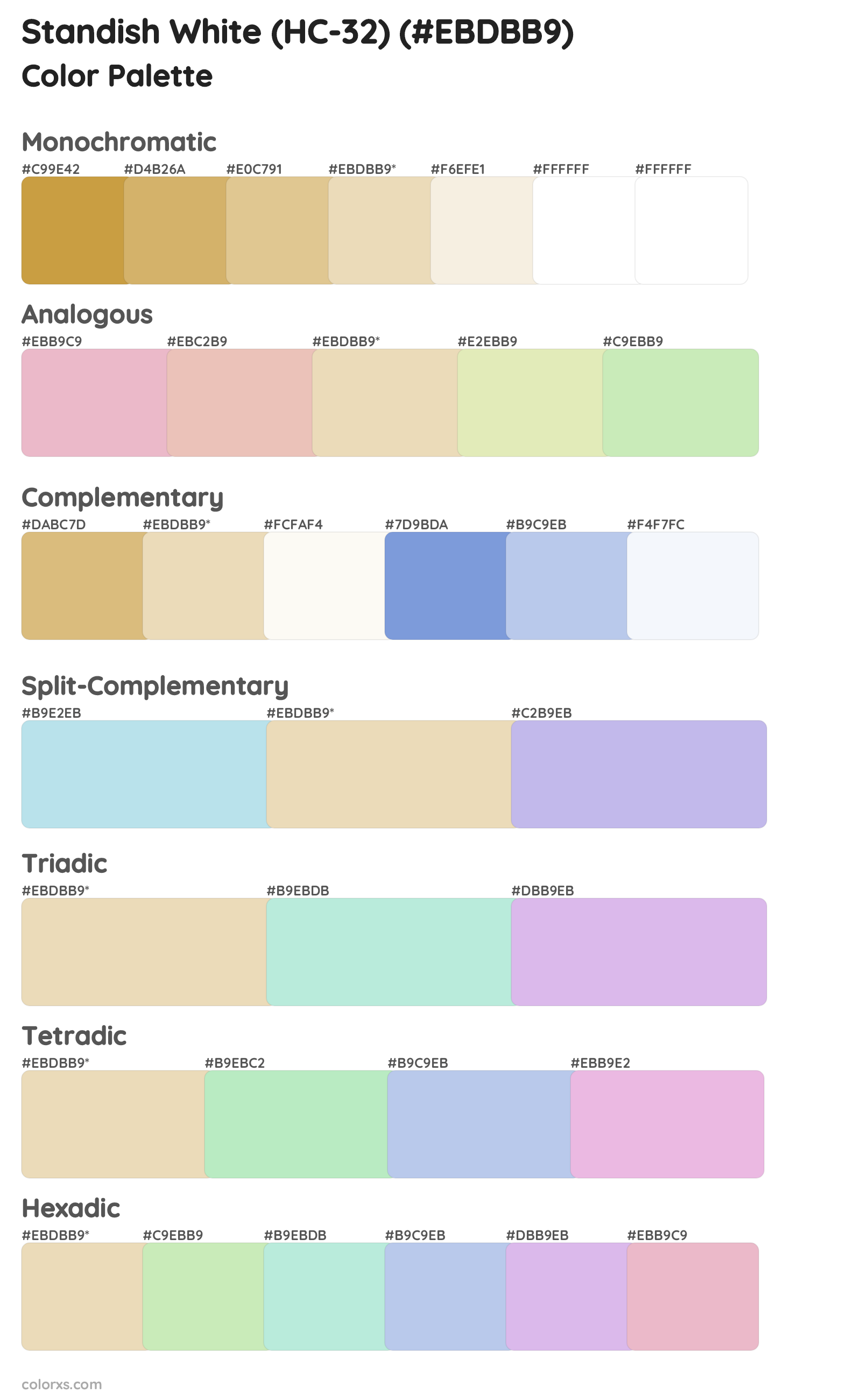 Standish White (HC-32) Color Scheme Palettes