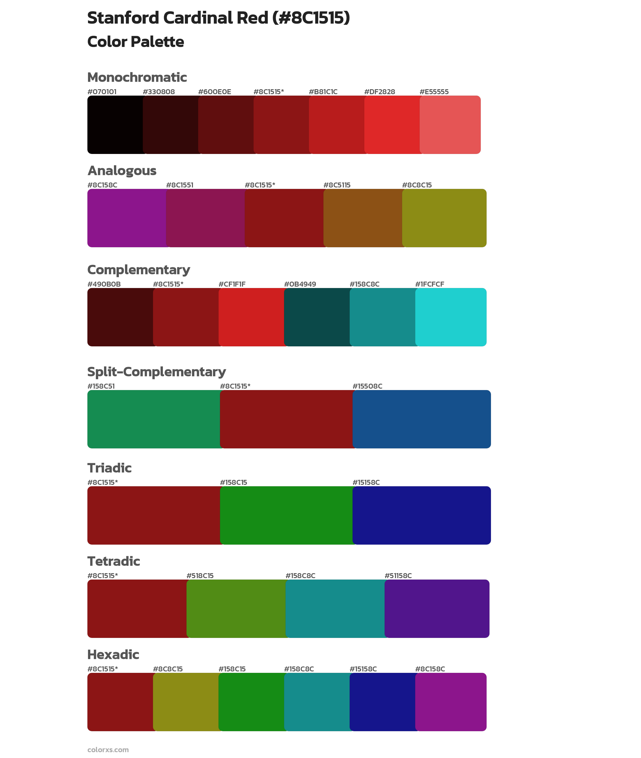 Stanford Cardinal Red color palettes
