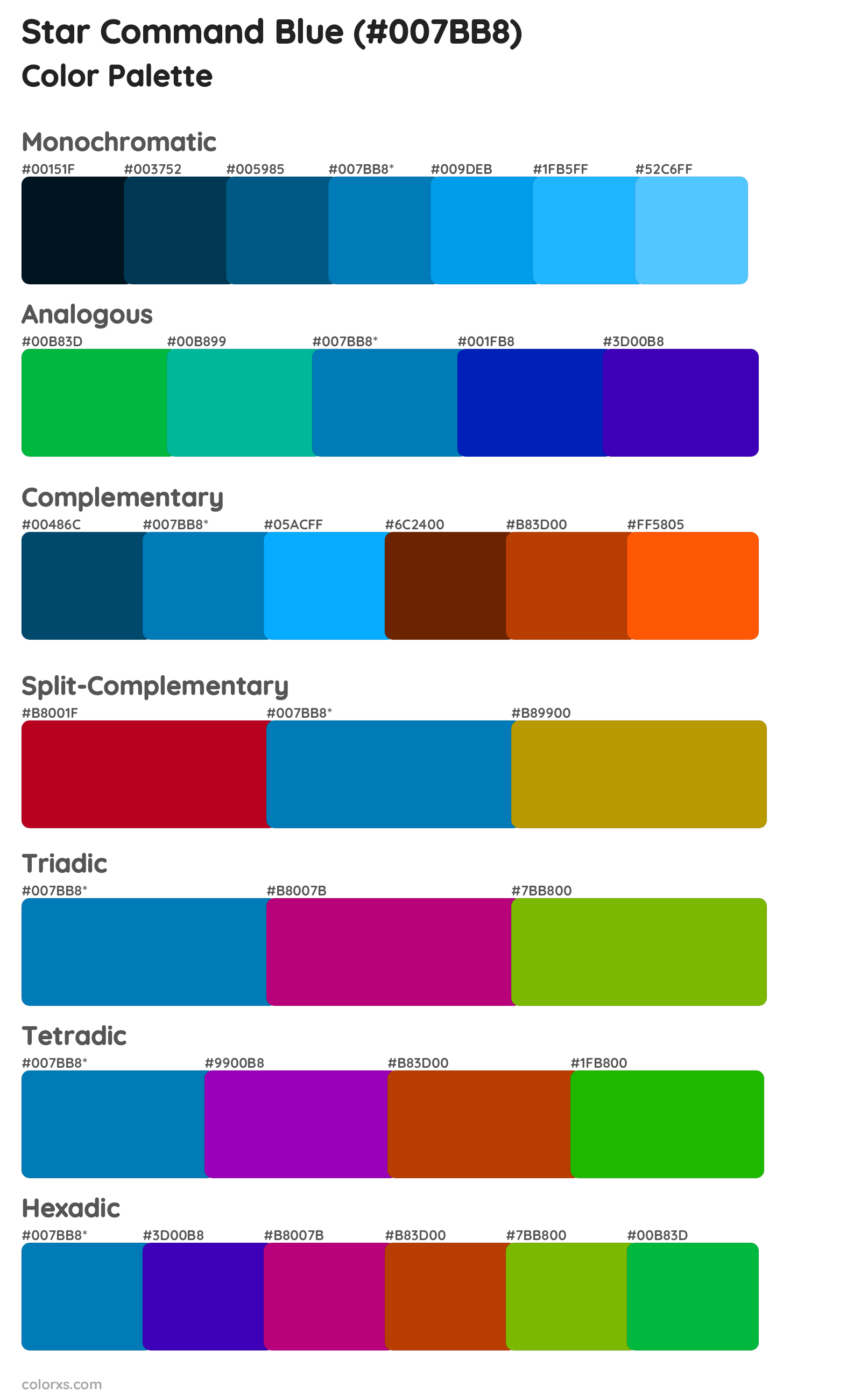 Star Command Blue Color Scheme Palettes