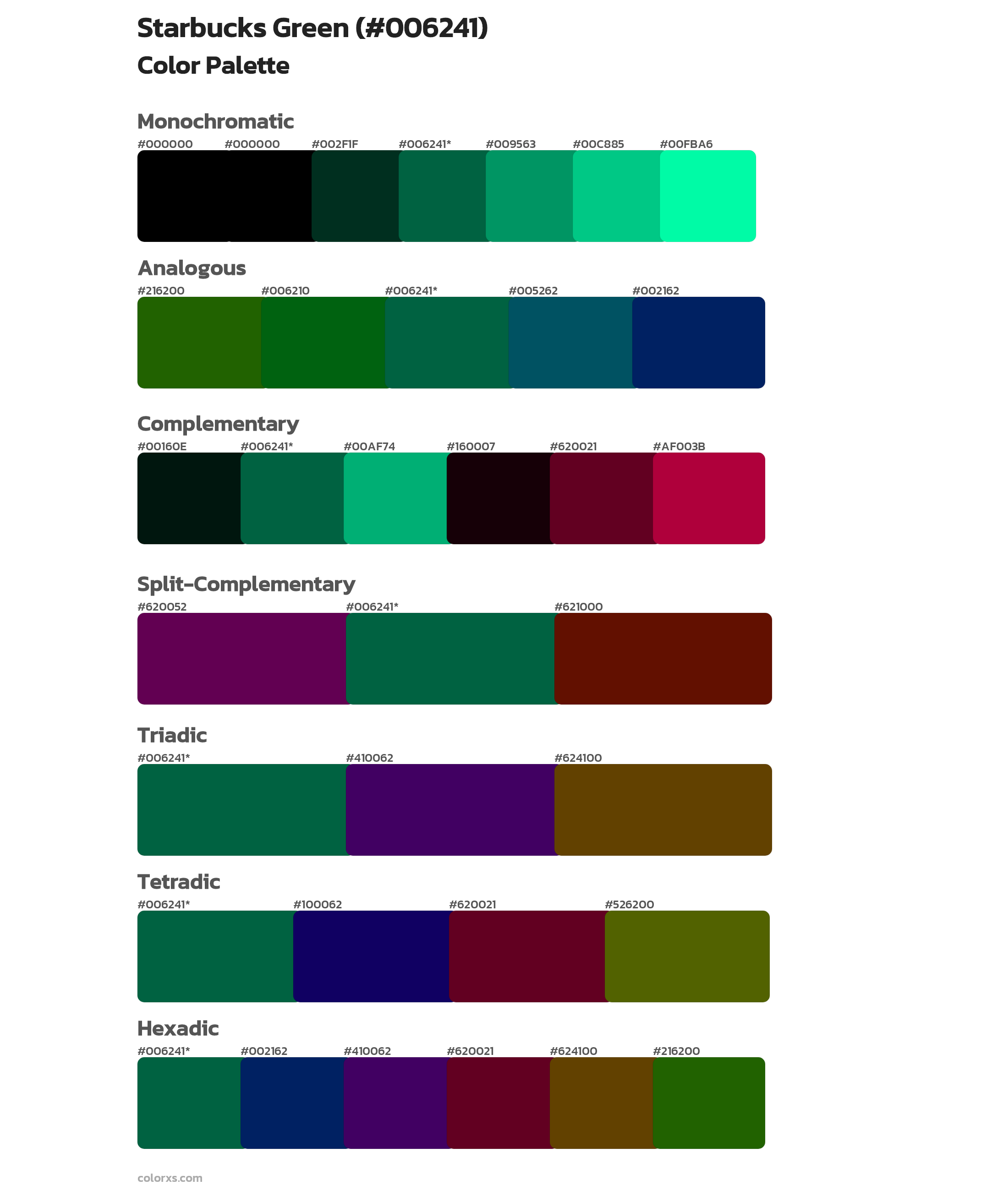 Starbucks Green Color Scheme Palettes