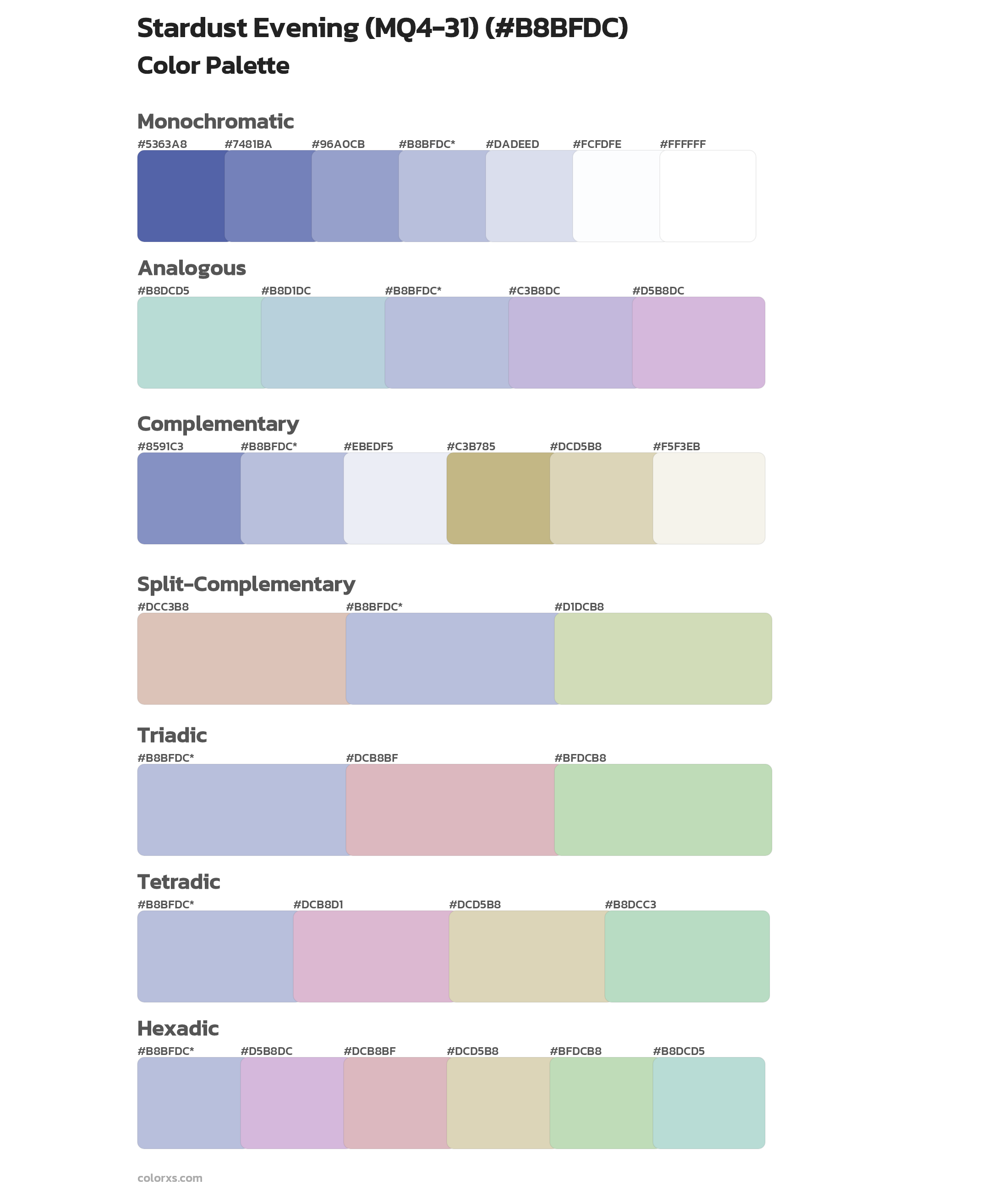Stardust Evening (MQ4-31) Color Scheme Palettes