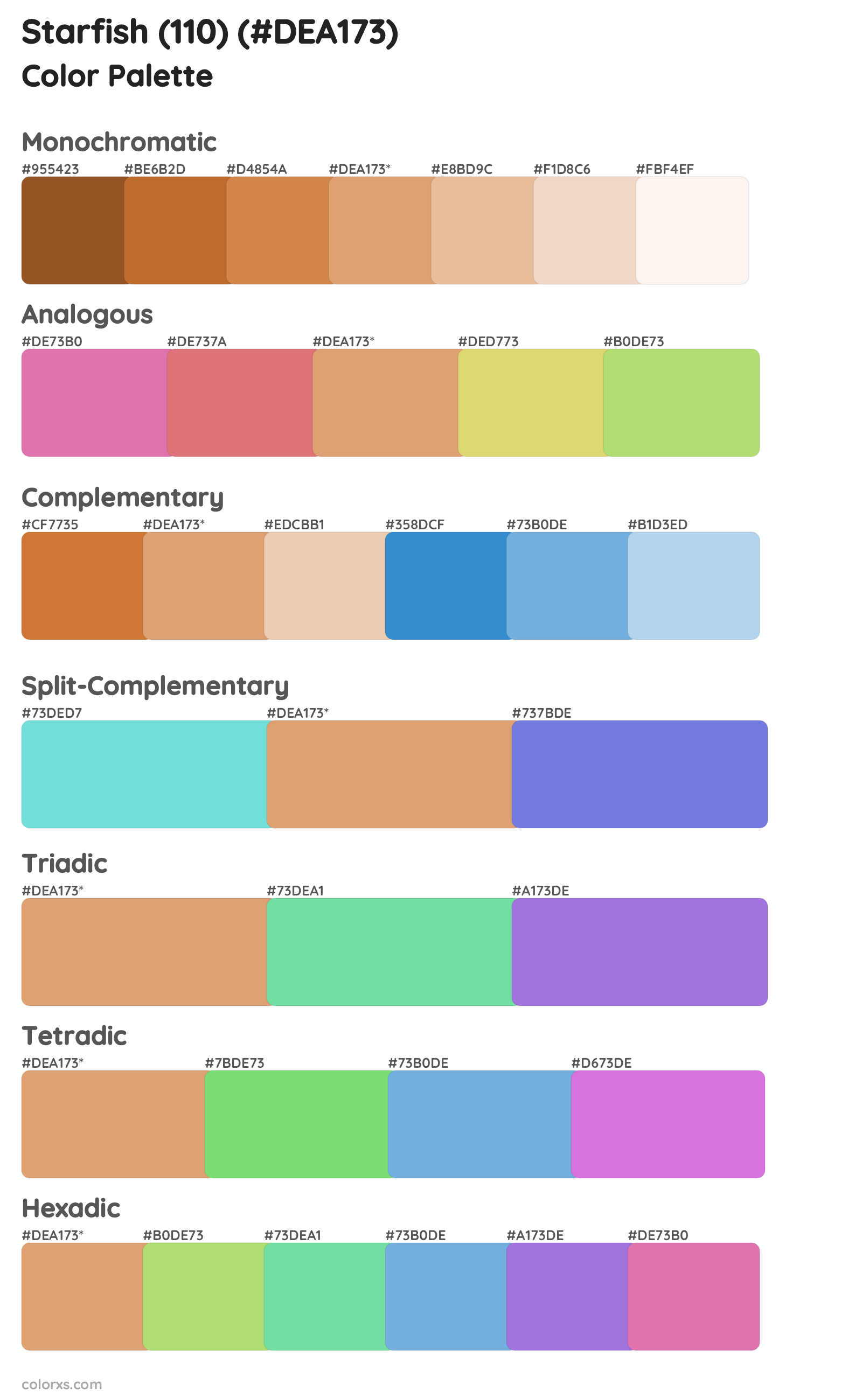 Starfish (110) Color Scheme Palettes