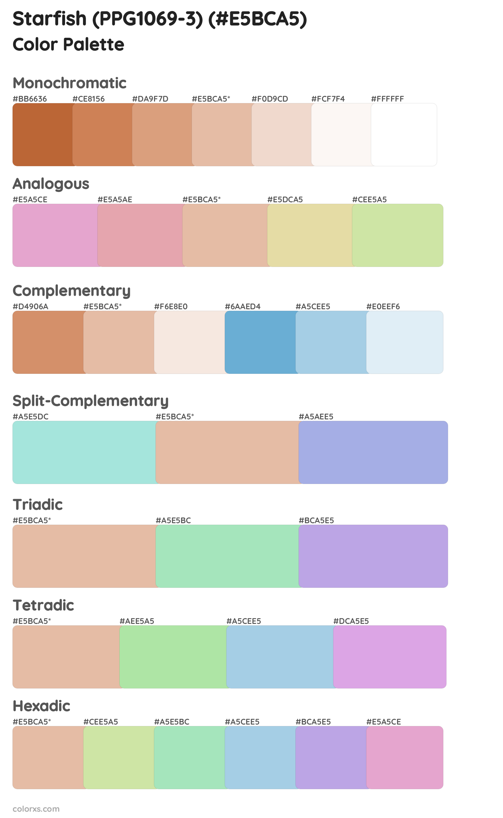Starfish (PPG1069-3) Color Scheme Palettes
