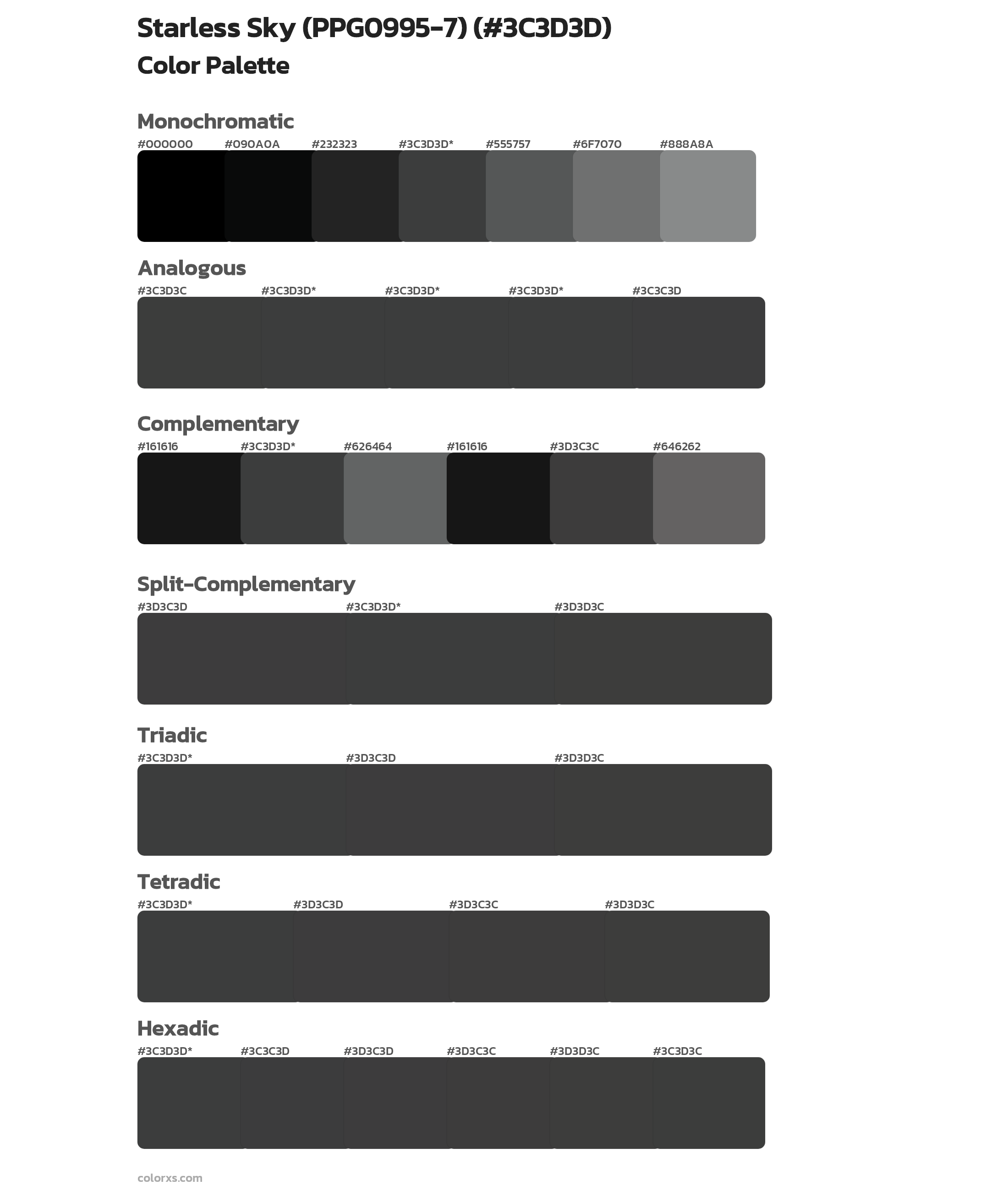 Starless Sky (PPG0995-7) Color Scheme Palettes