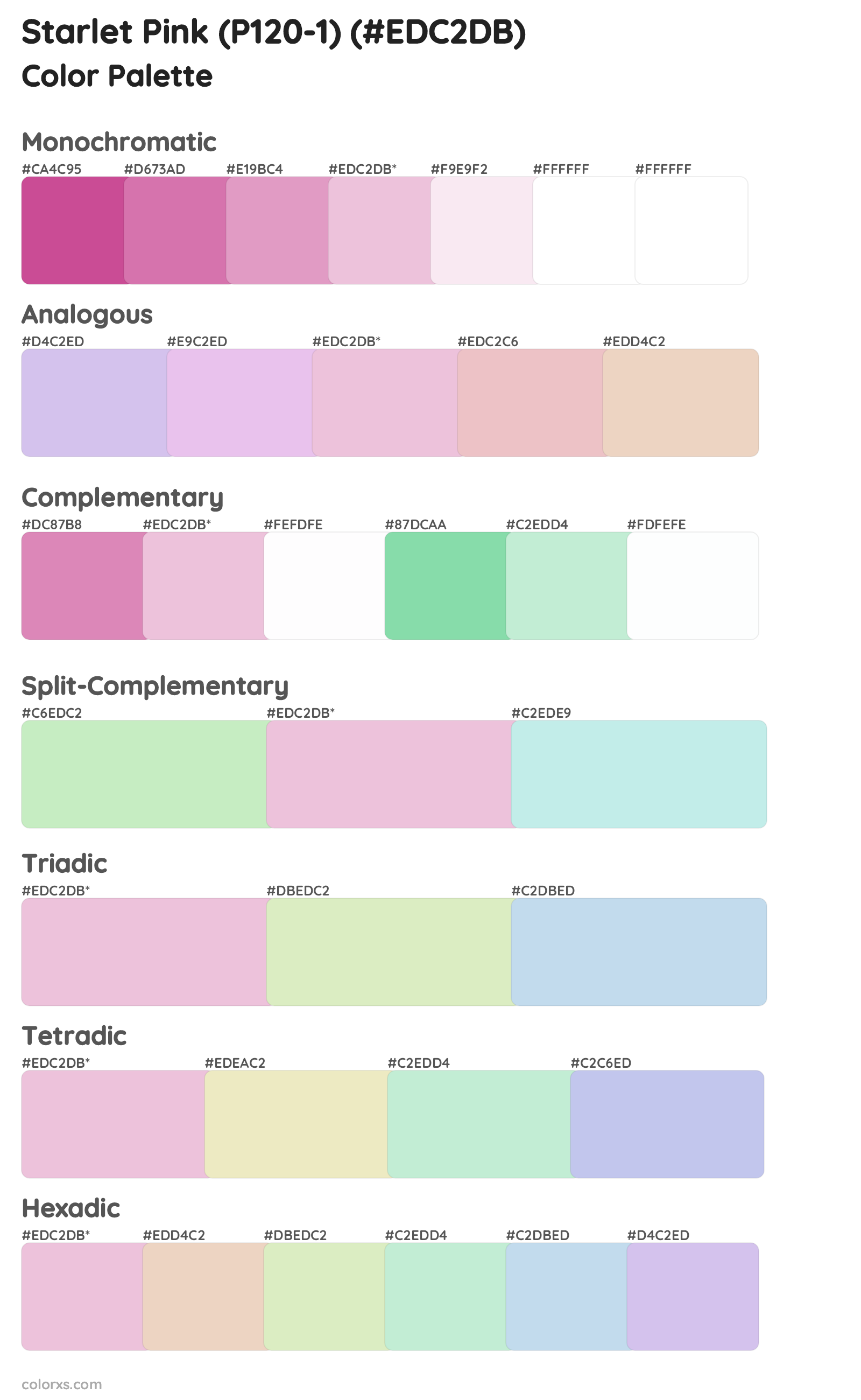 Starlet Pink (P120-1) Color Scheme Palettes