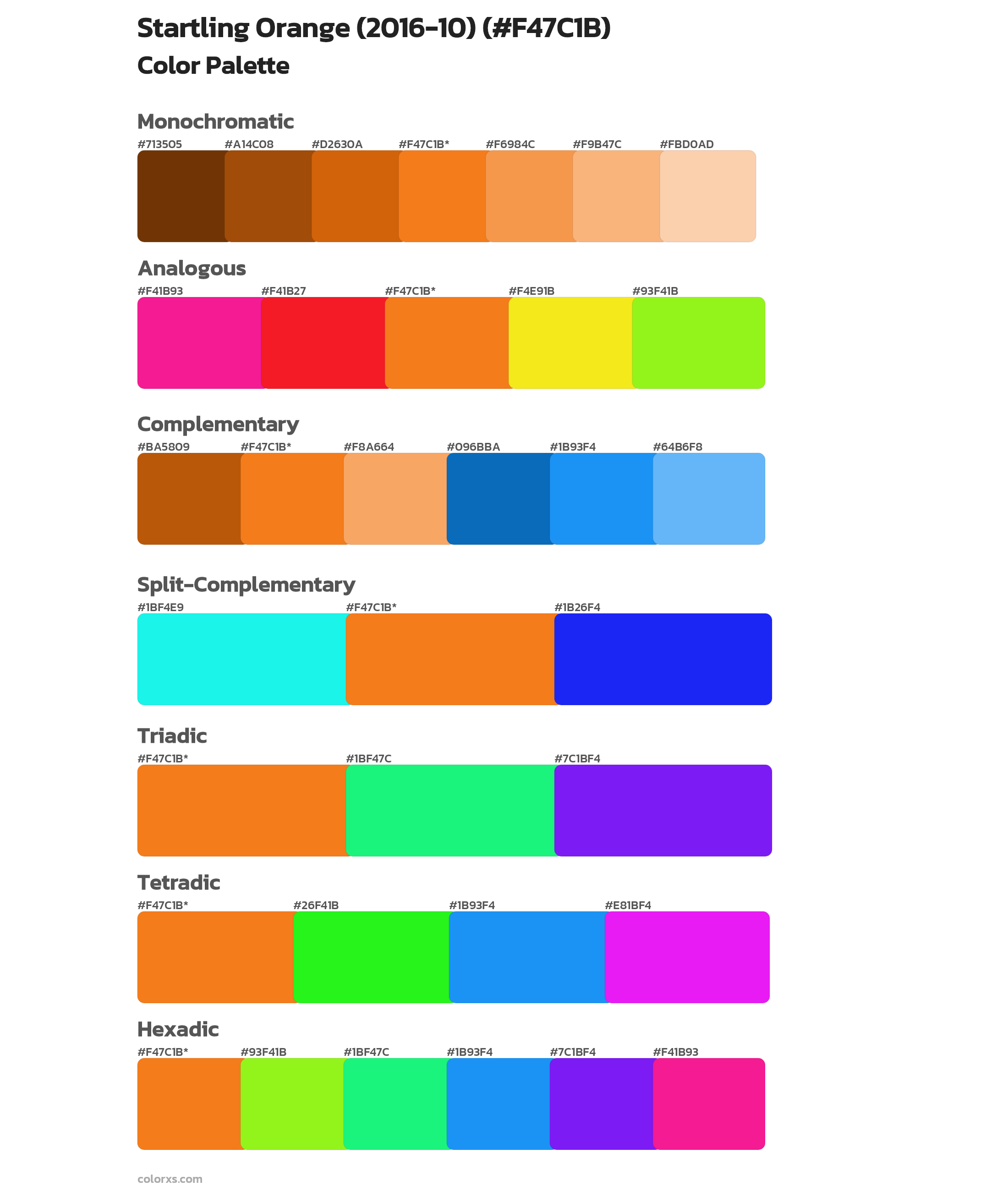 Startling Orange (2016-10) Color Scheme Palettes