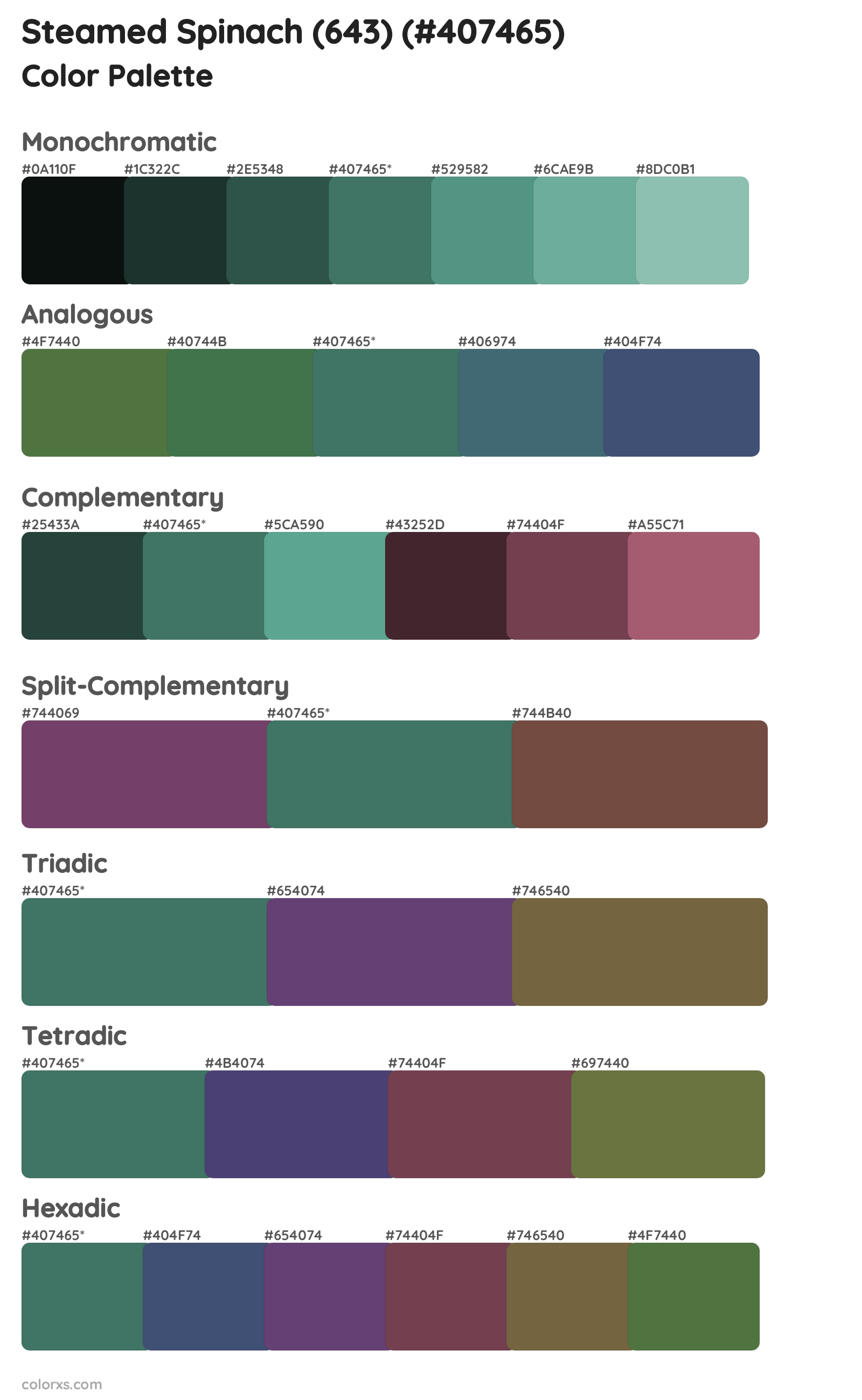Steamed Spinach (643) Color Scheme Palettes