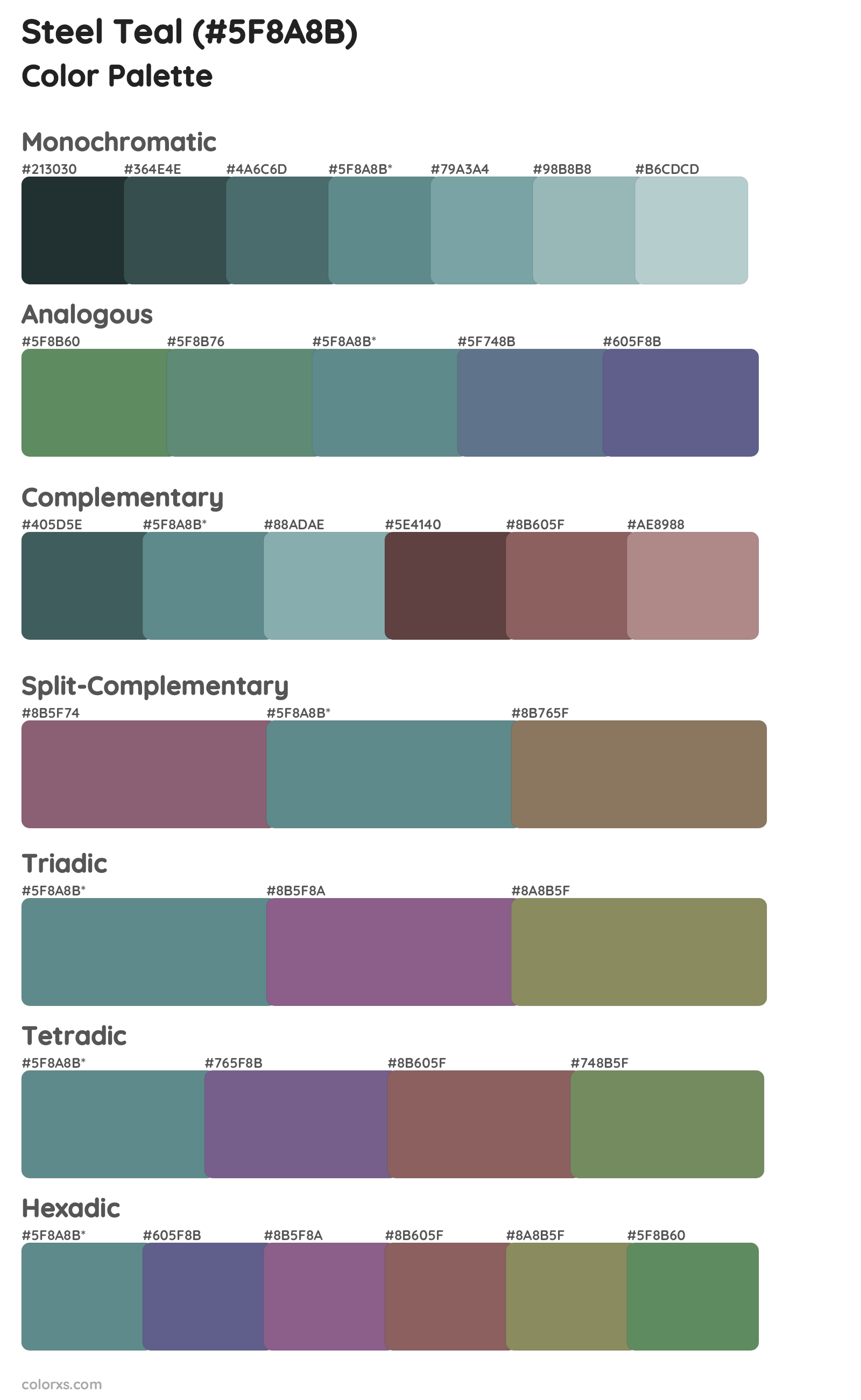 Steel Teal Color Scheme Palettes