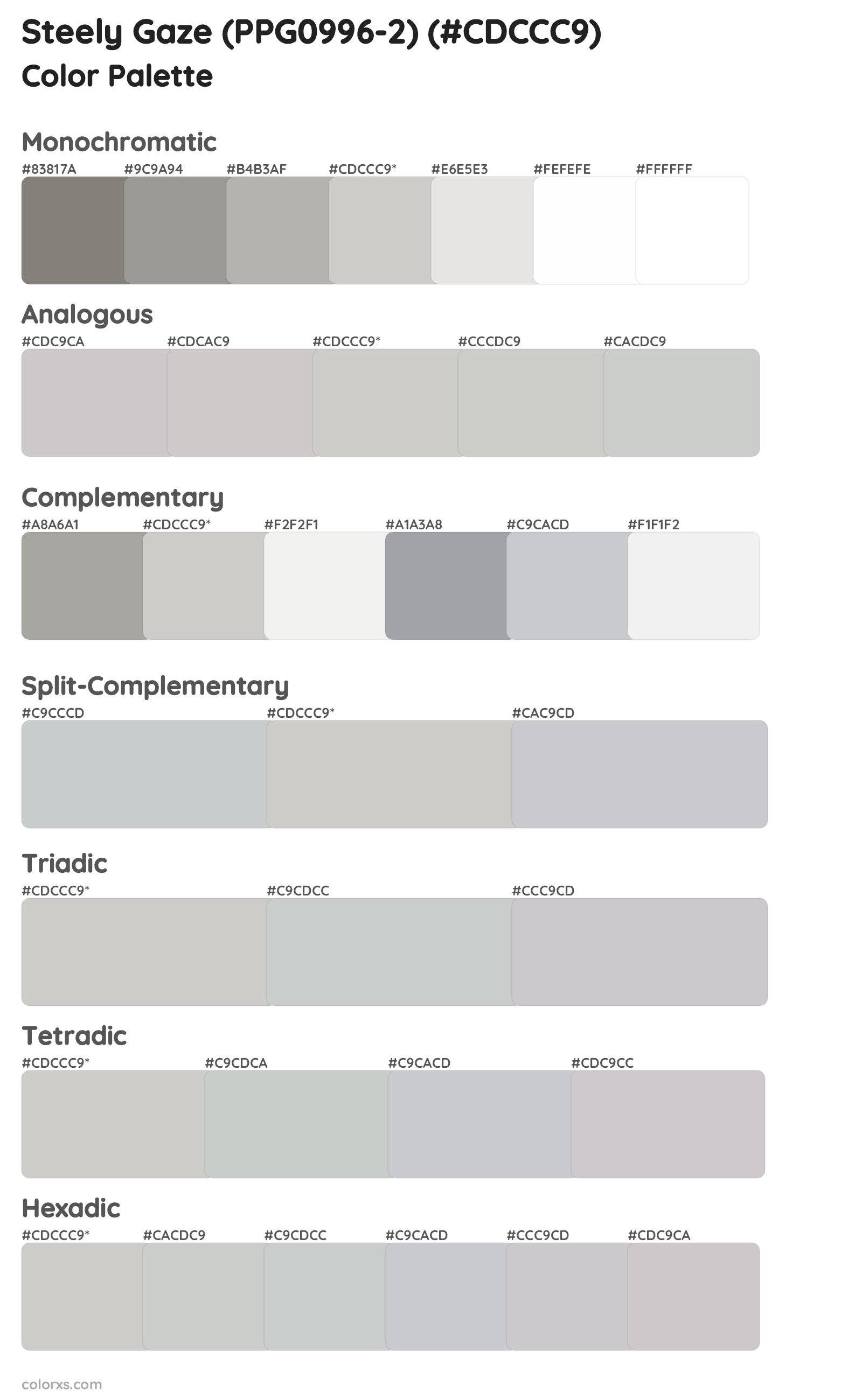 Steely Gaze (PPG0996-2) Color Scheme Palettes