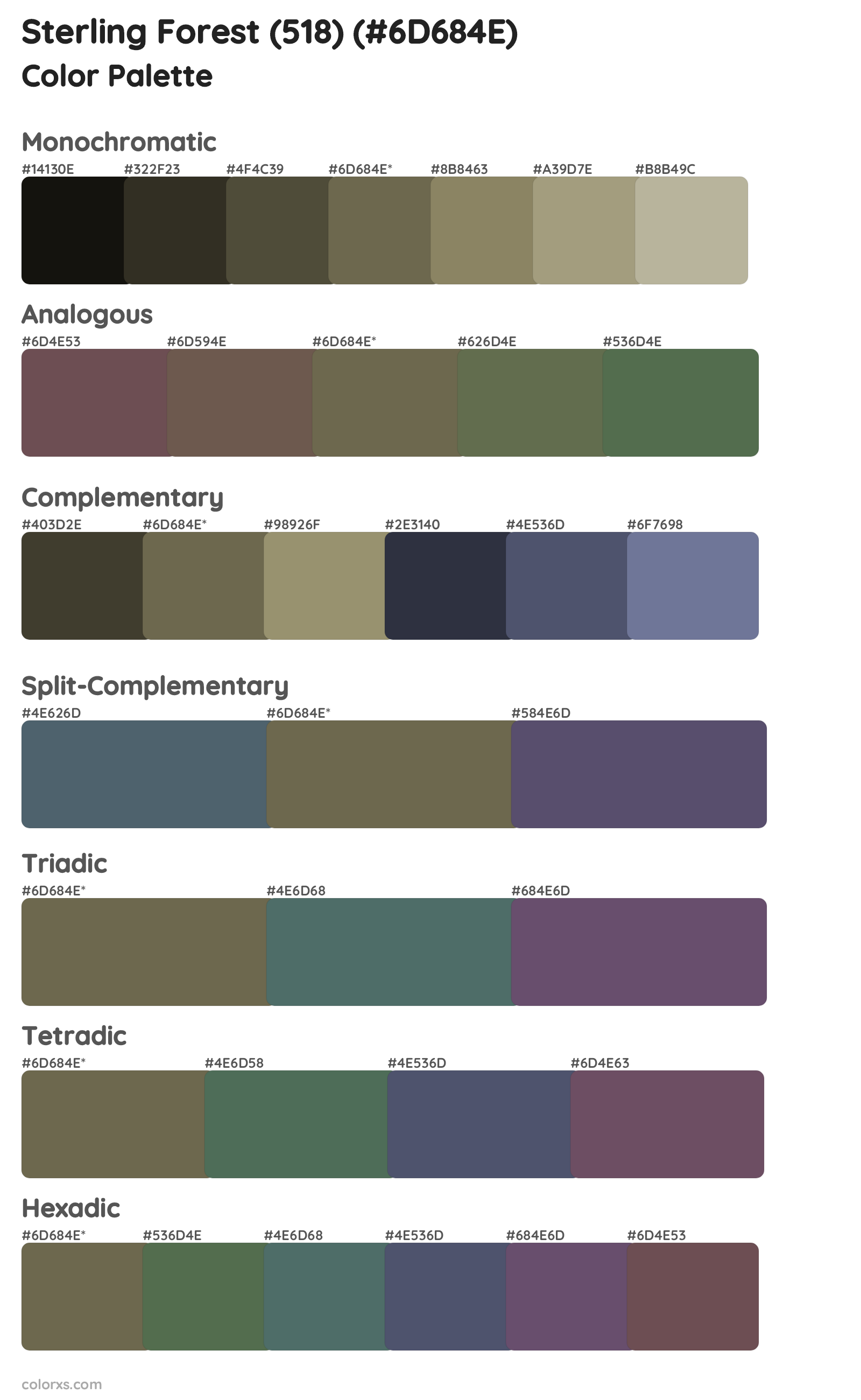 Sterling Forest (518) Color Scheme Palettes