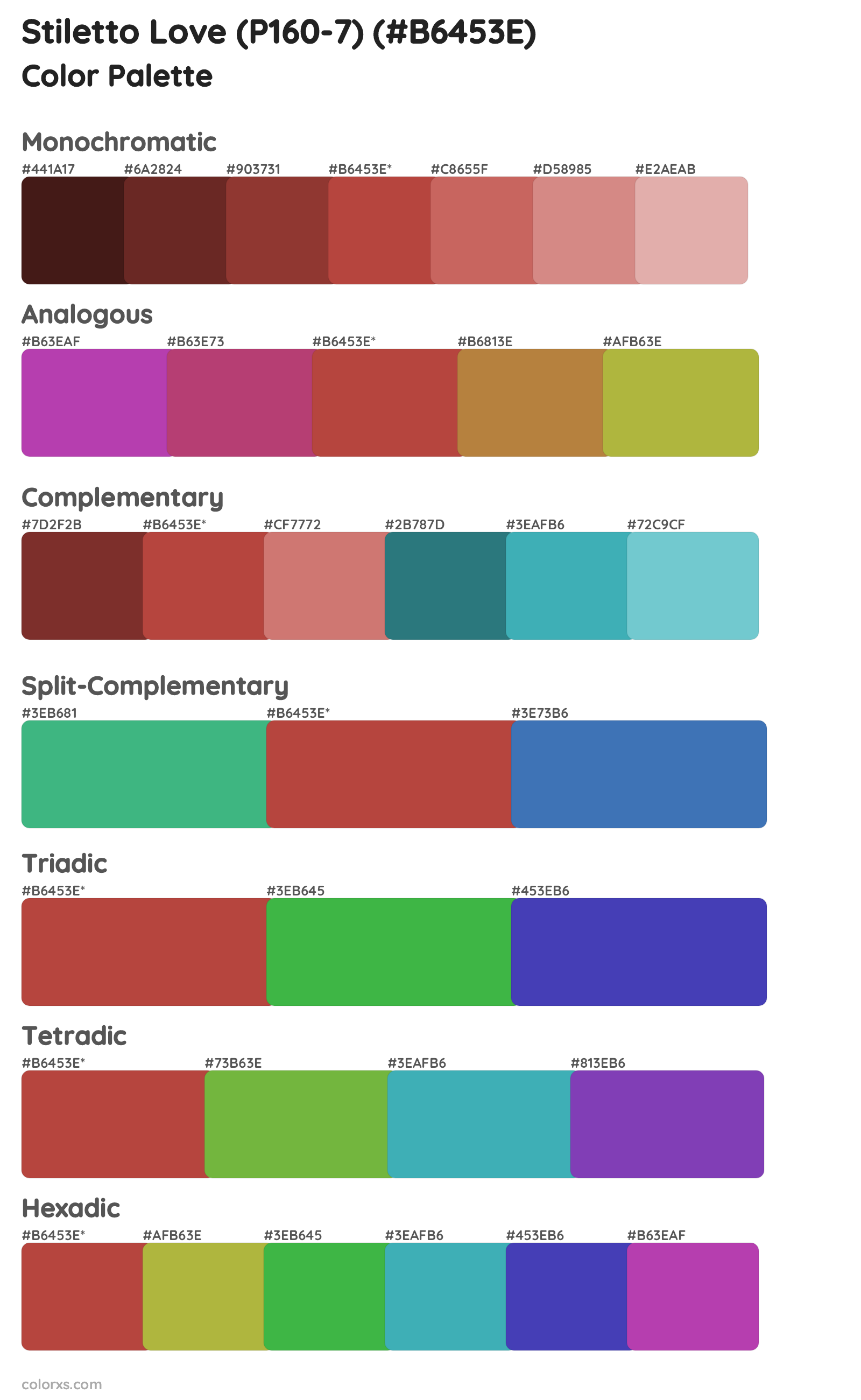Stiletto Love (P160-7) Color Scheme Palettes