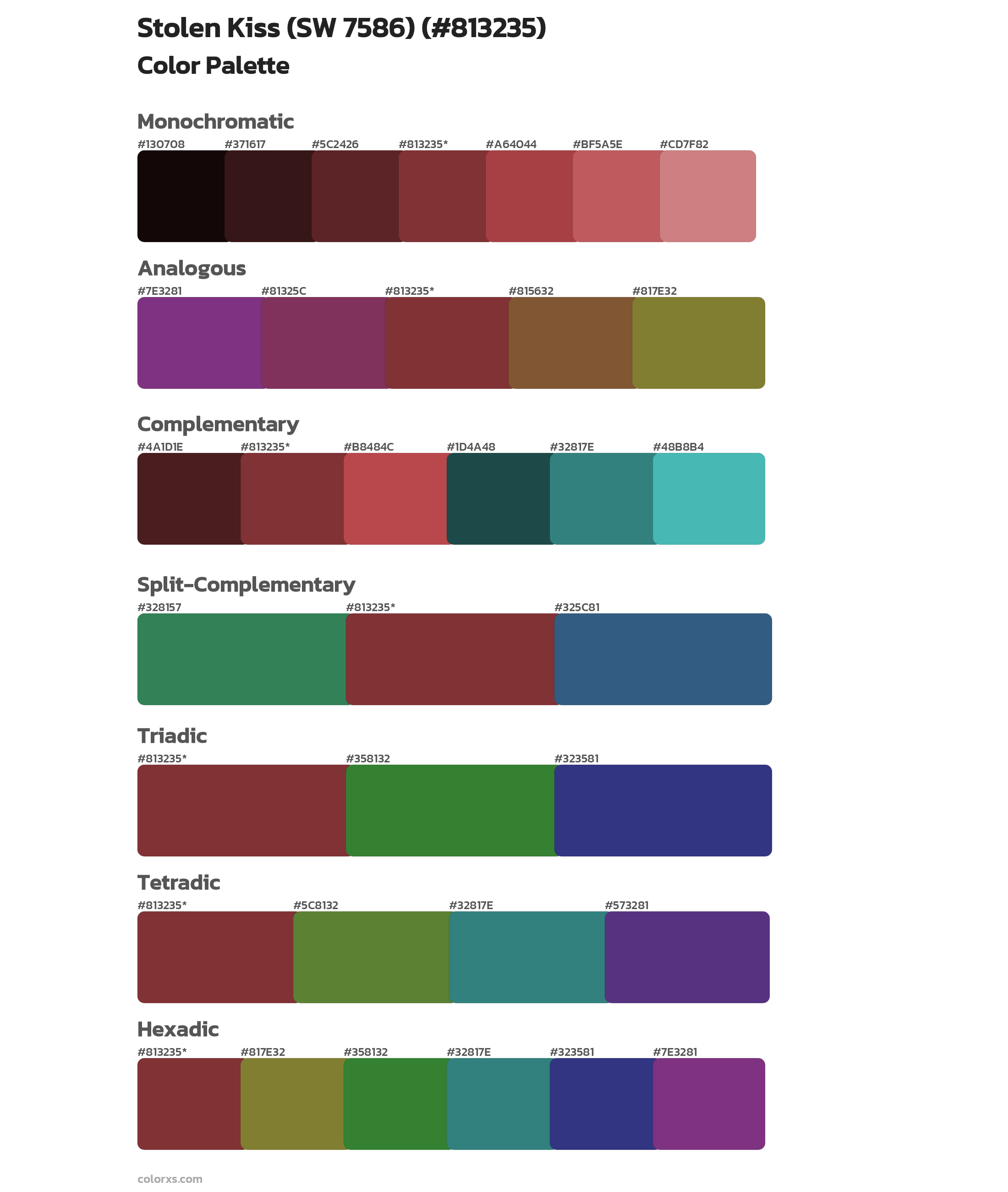 Stolen Kiss (SW 7586) Color Scheme Palettes