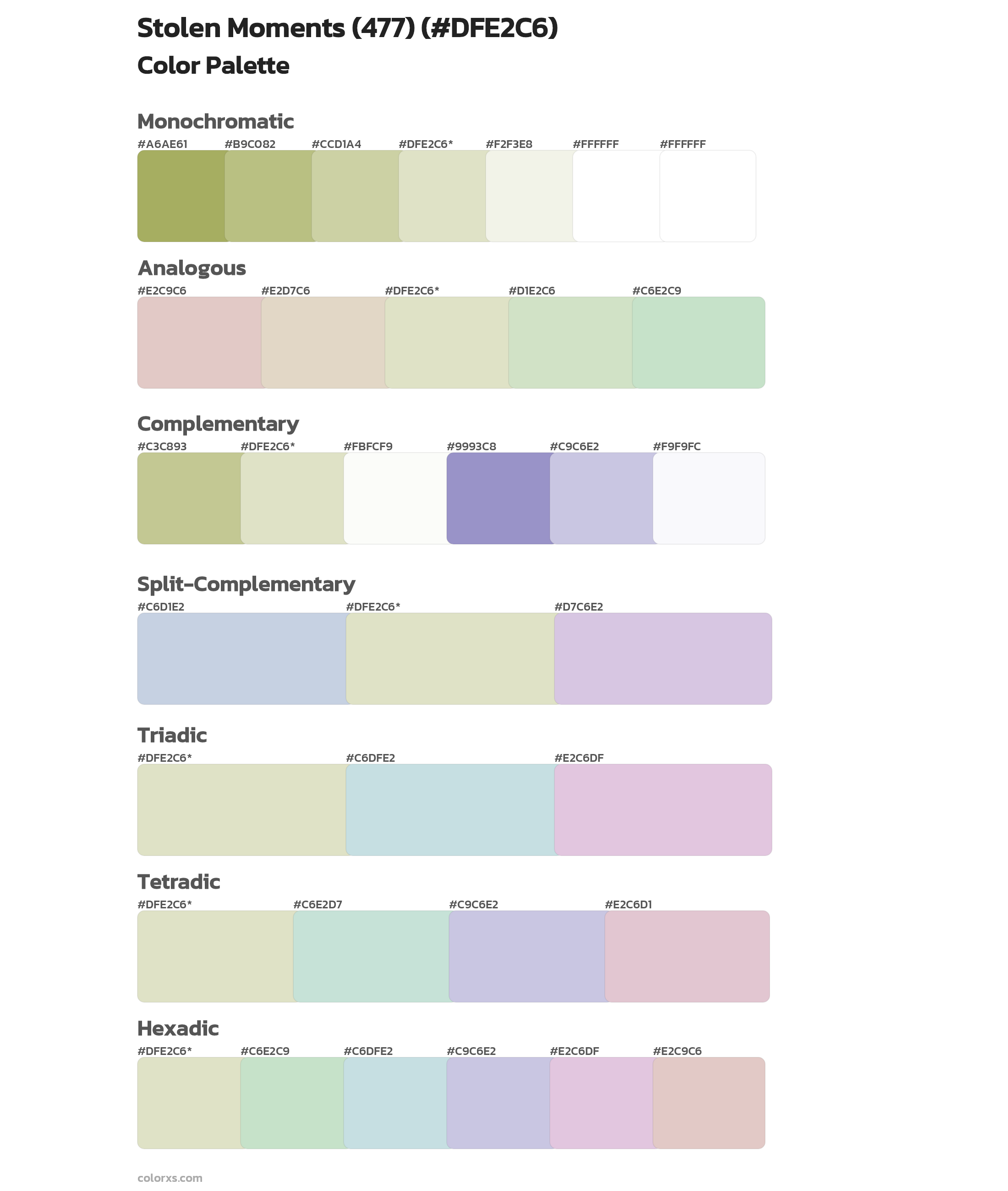 Stolen Moments (477) Color Scheme Palettes
