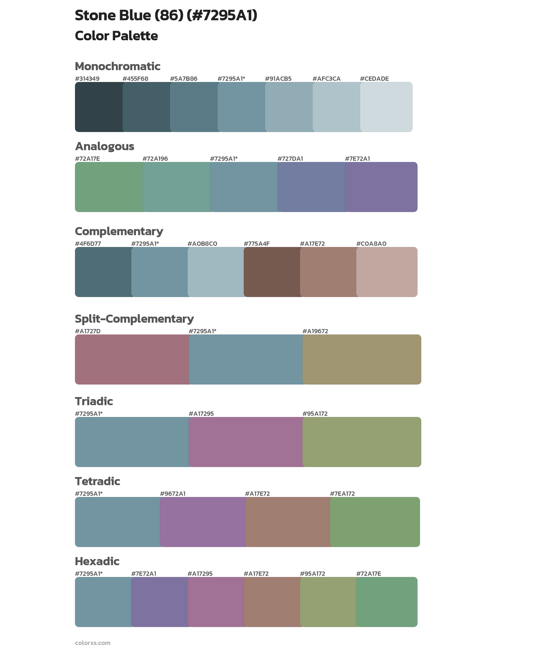 Stone Blue (86) Color Scheme Palettes