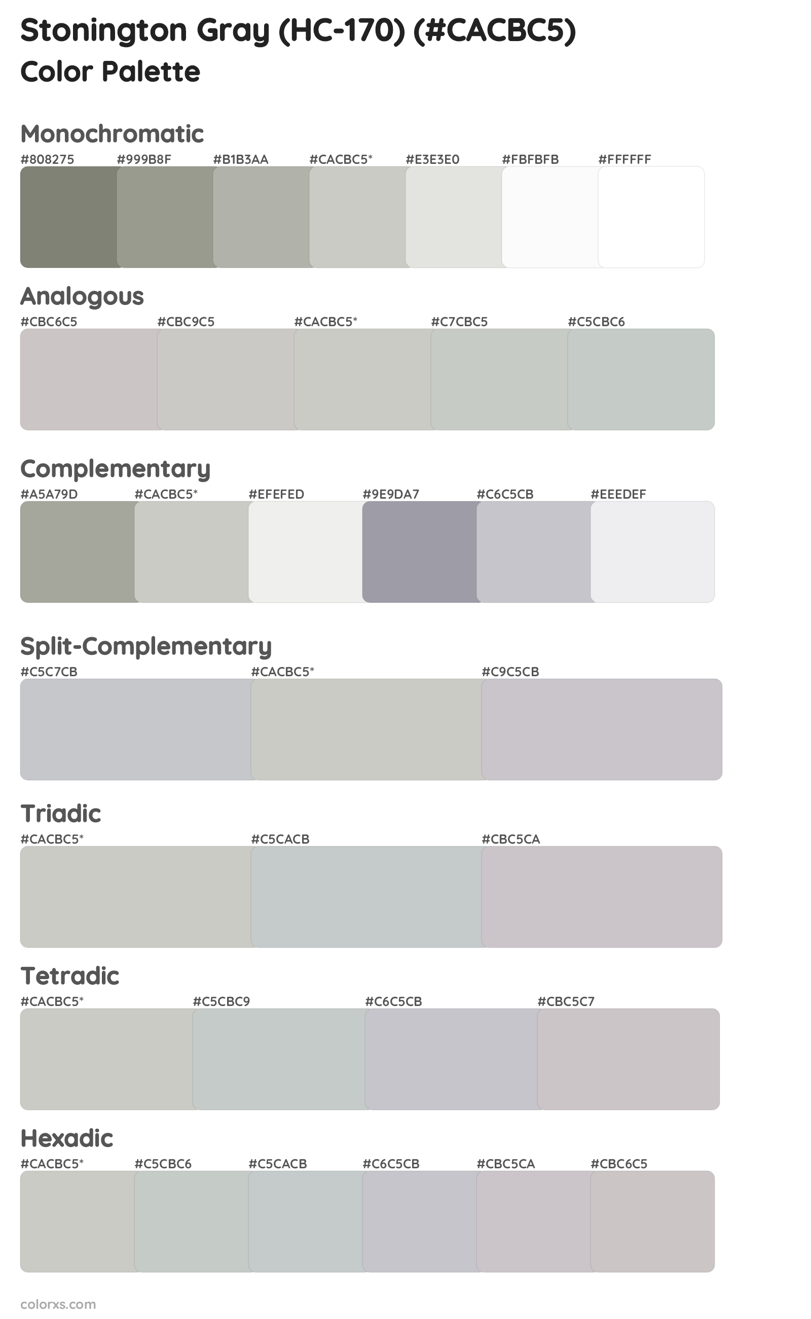 Stonington Gray (HC-170) Color Scheme Palettes
