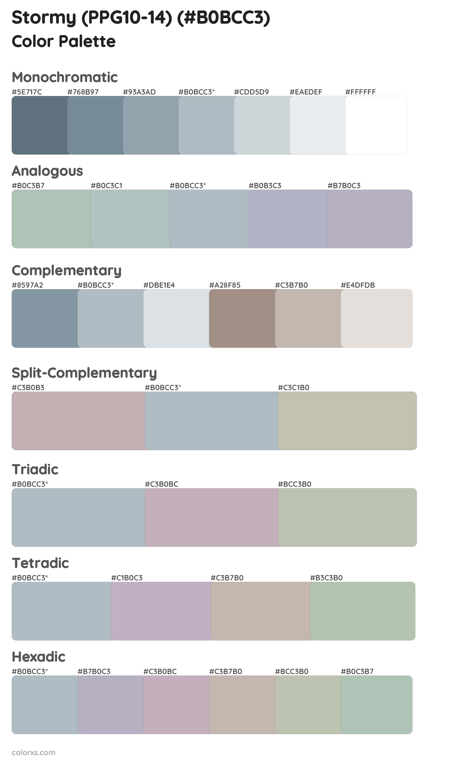 Stormy (PPG10-14) Color Scheme Palettes