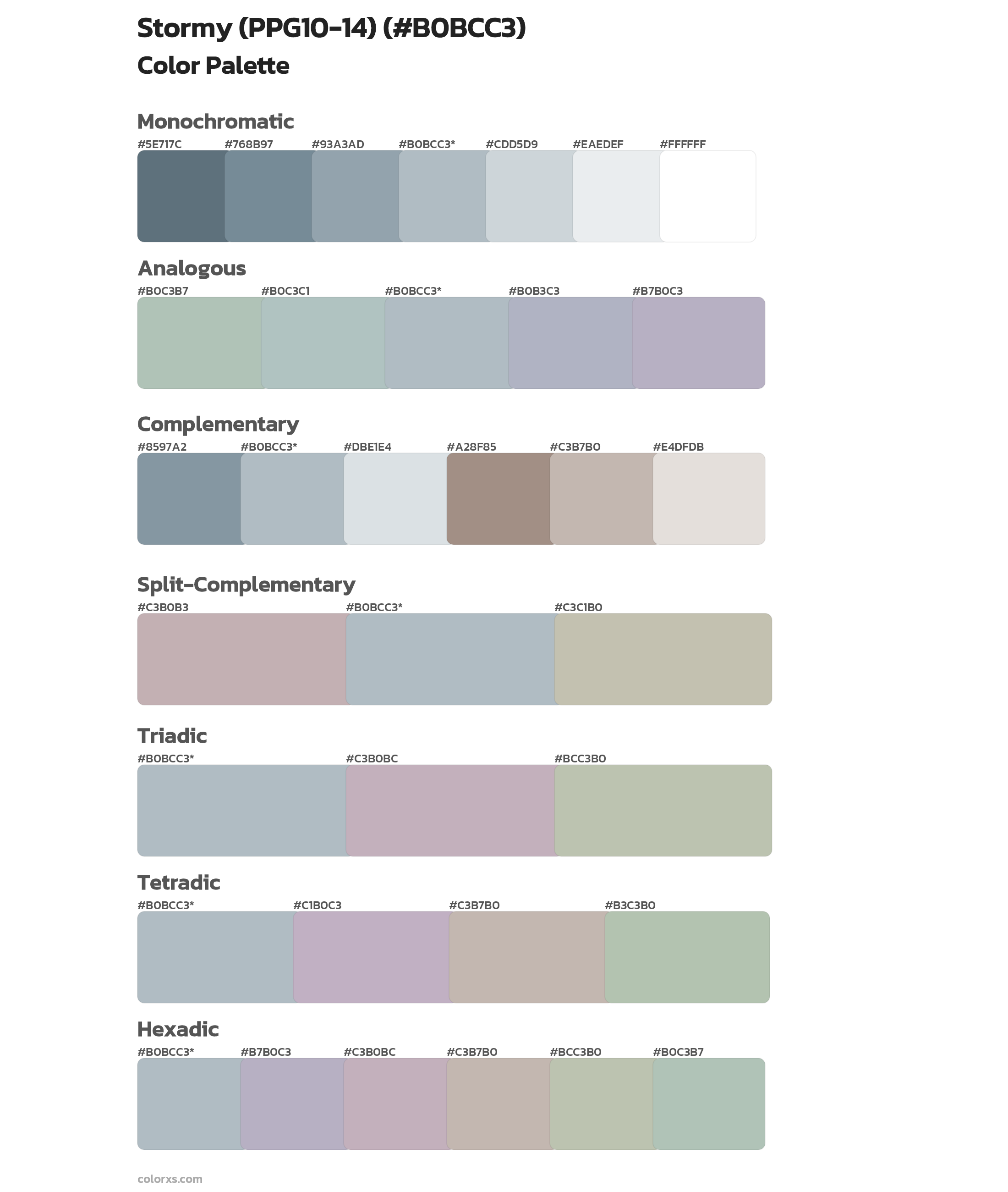 Stormy (PPG10-14) Color Scheme Palettes