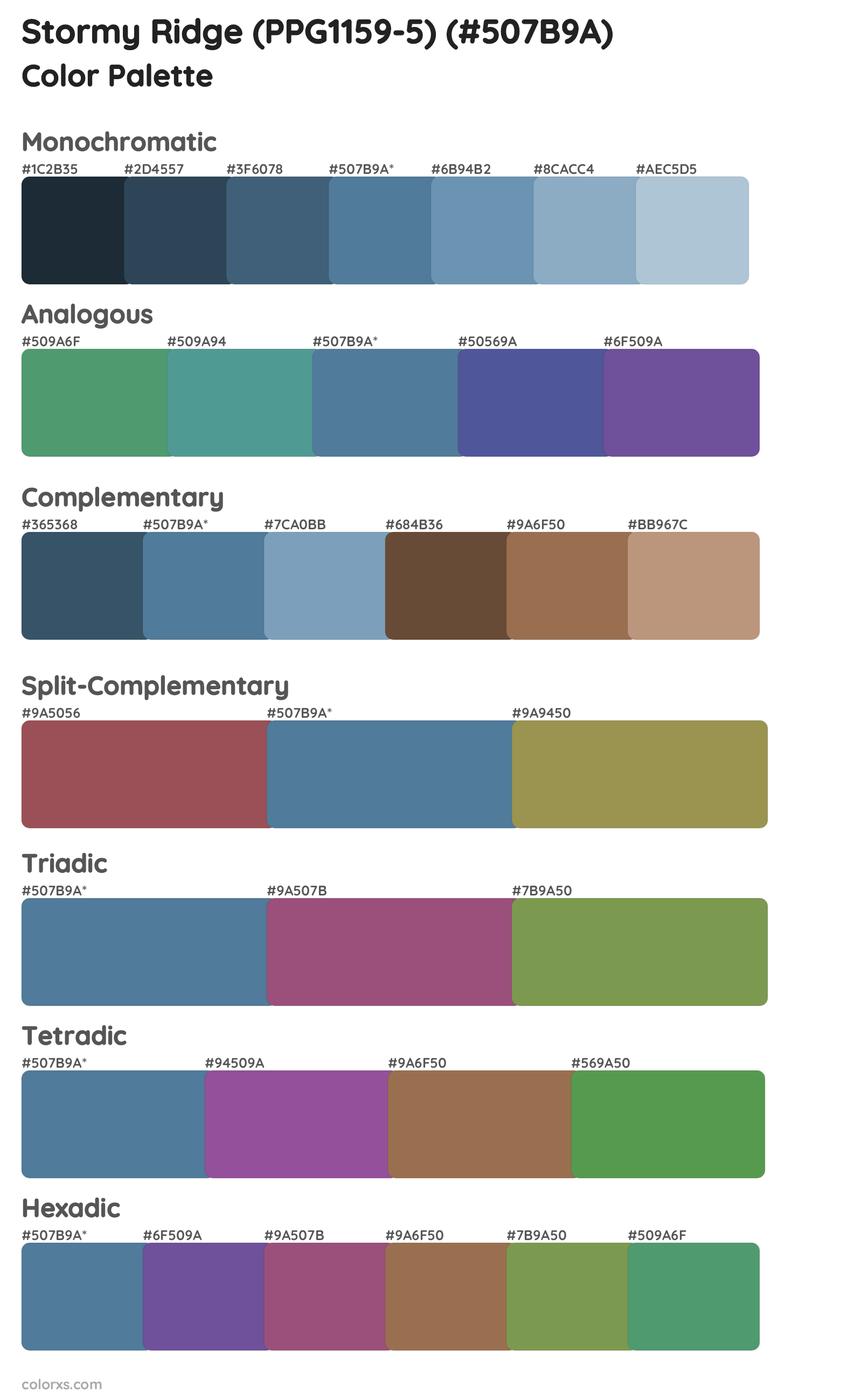 Stormy Ridge (PPG1159-5) Color Scheme Palettes