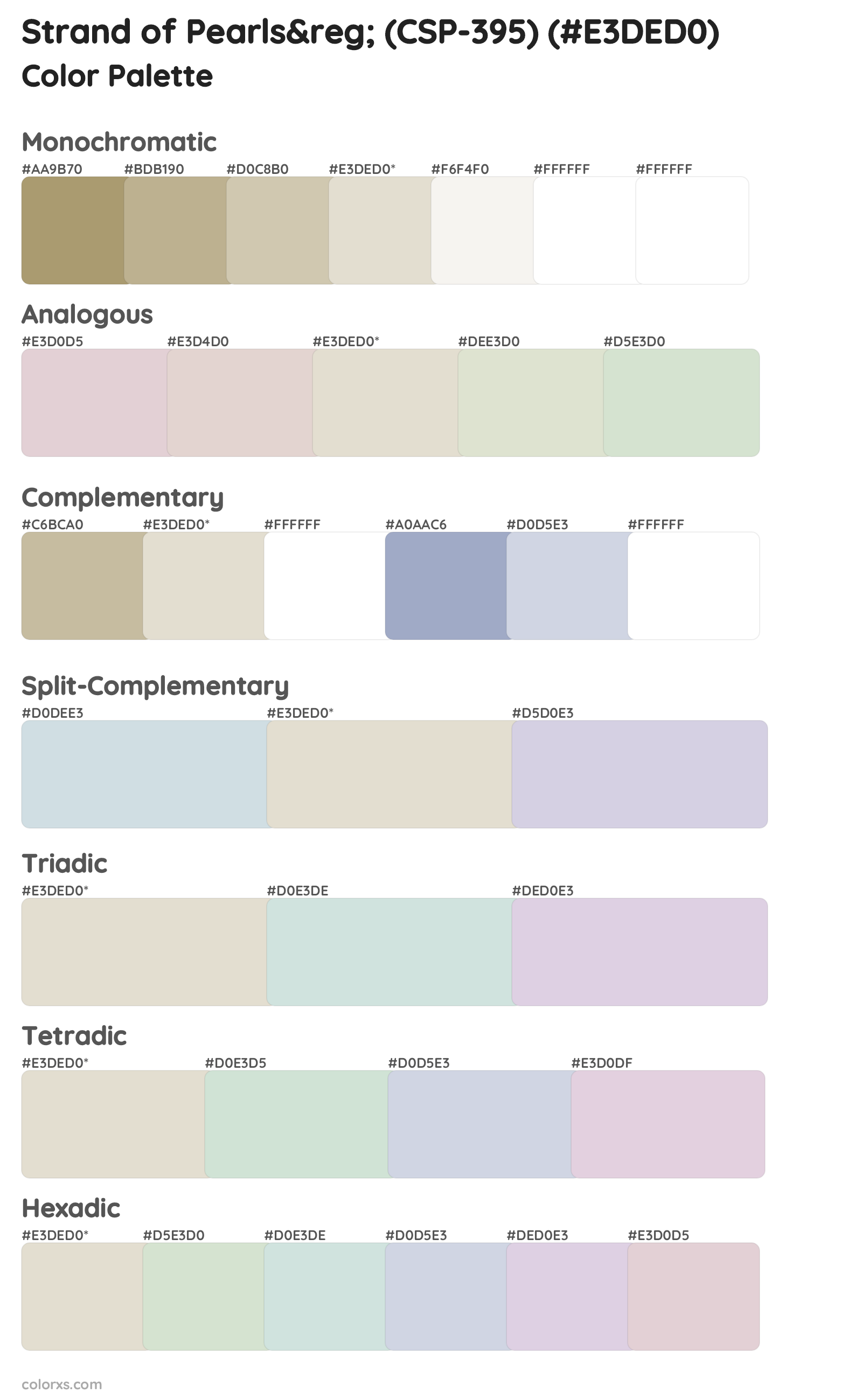 Strand of Pearls&reg; (CSP-395) Color Scheme Palettes