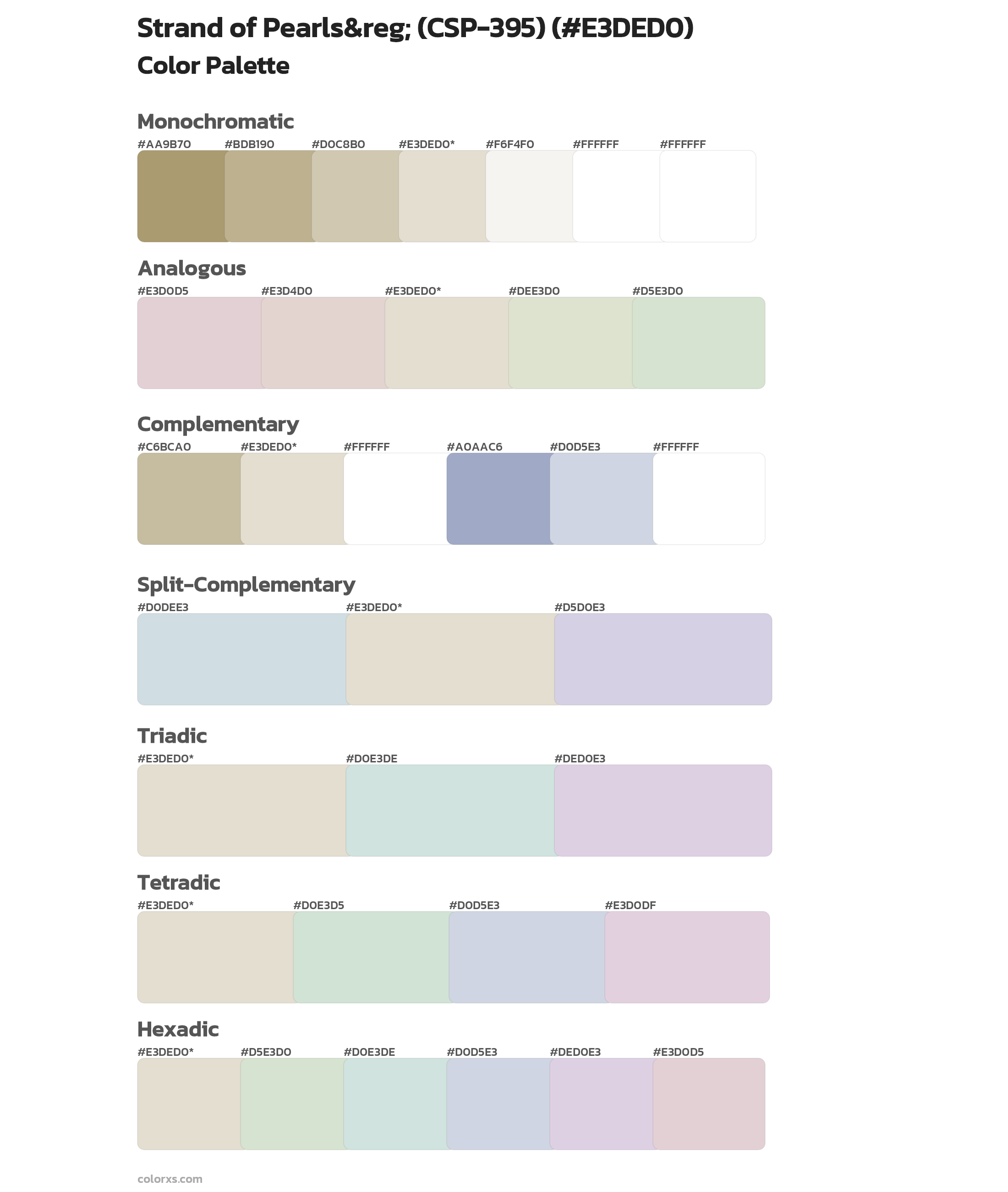 Strand of Pearls&reg; (CSP-395) Color Scheme Palettes