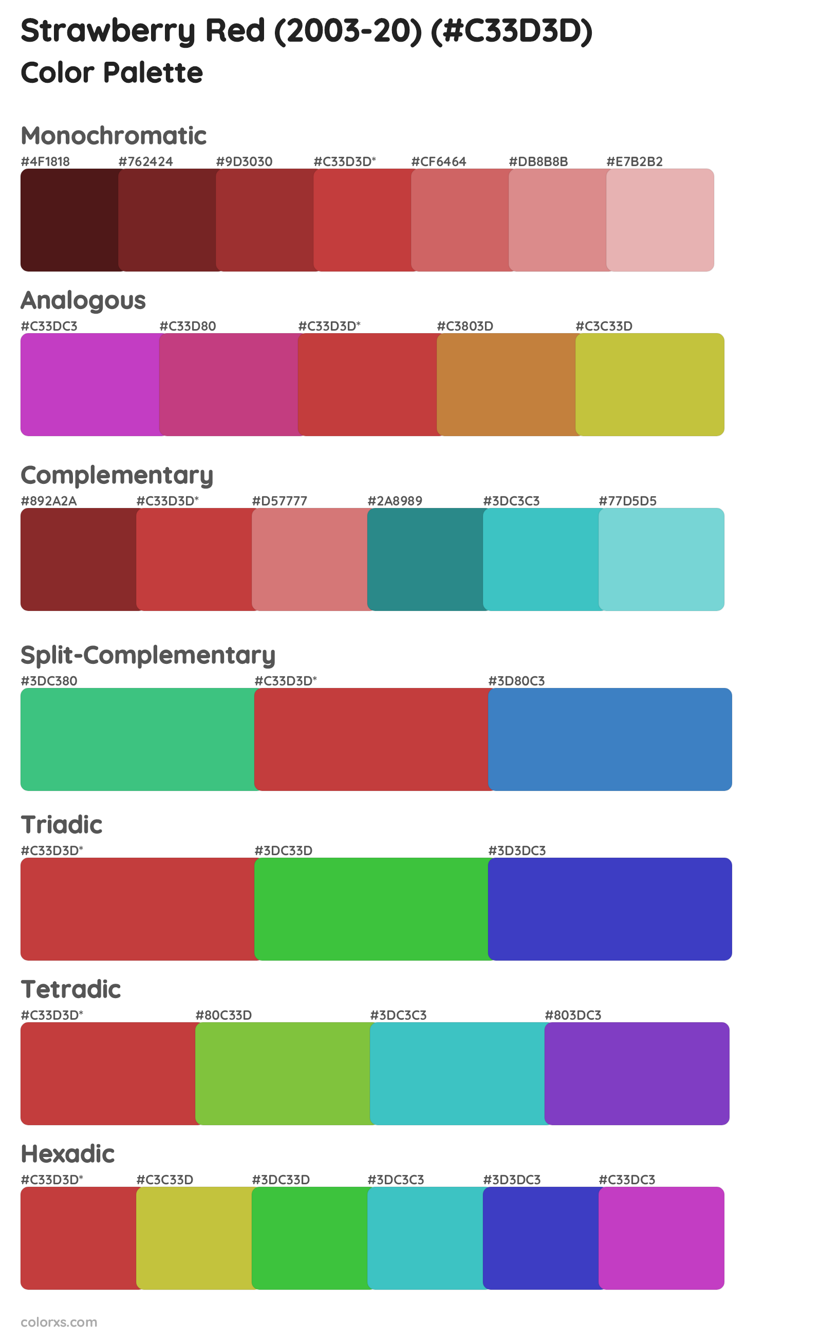Strawberry Red (2003-20) Color Scheme Palettes